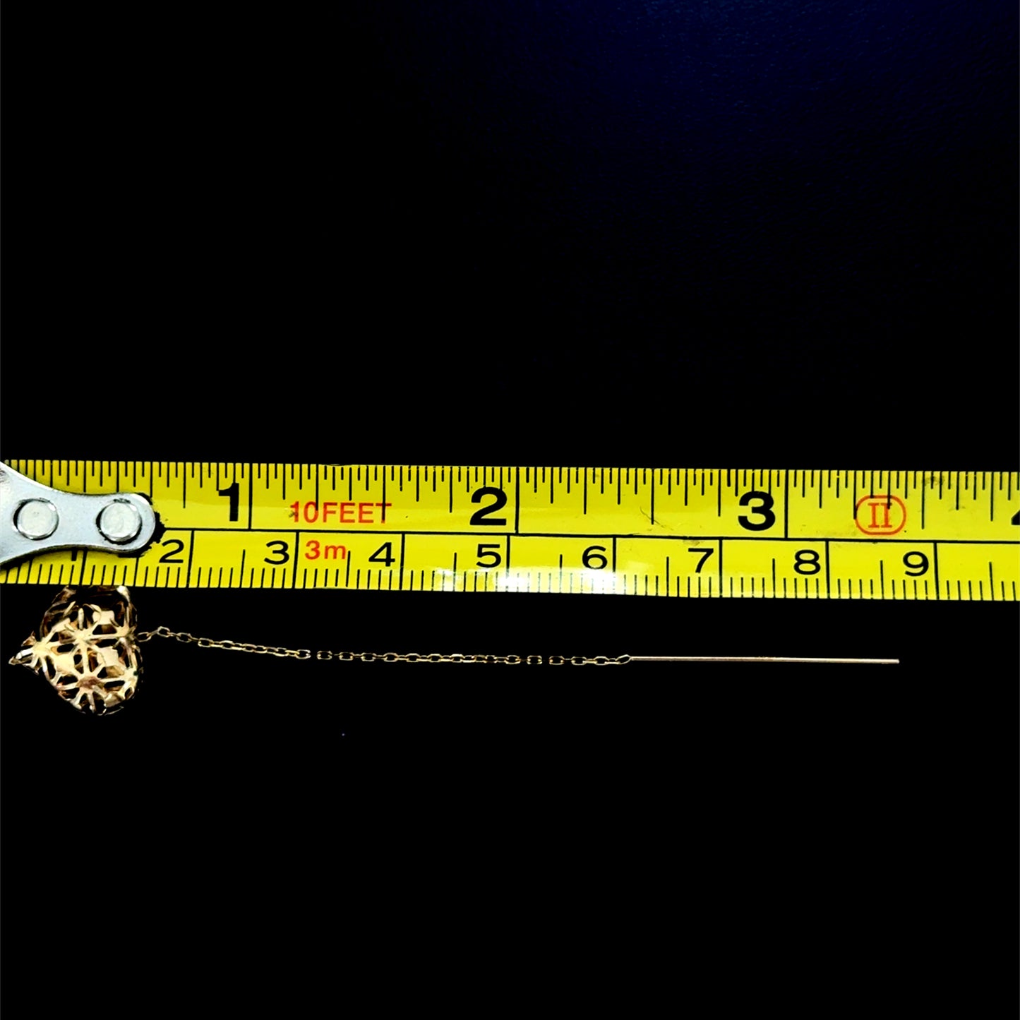9K Yellow Gold Heart Drop Chain Earrings