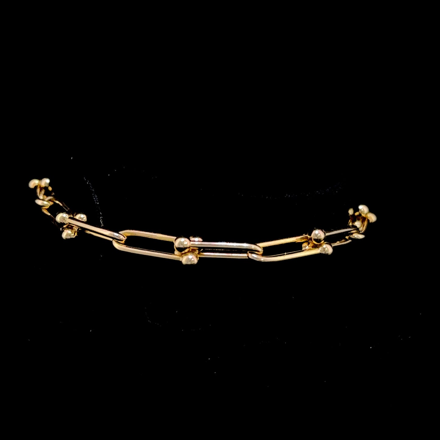 18k Yellow Gold Elongated Link Bracelet 7 Inches Long