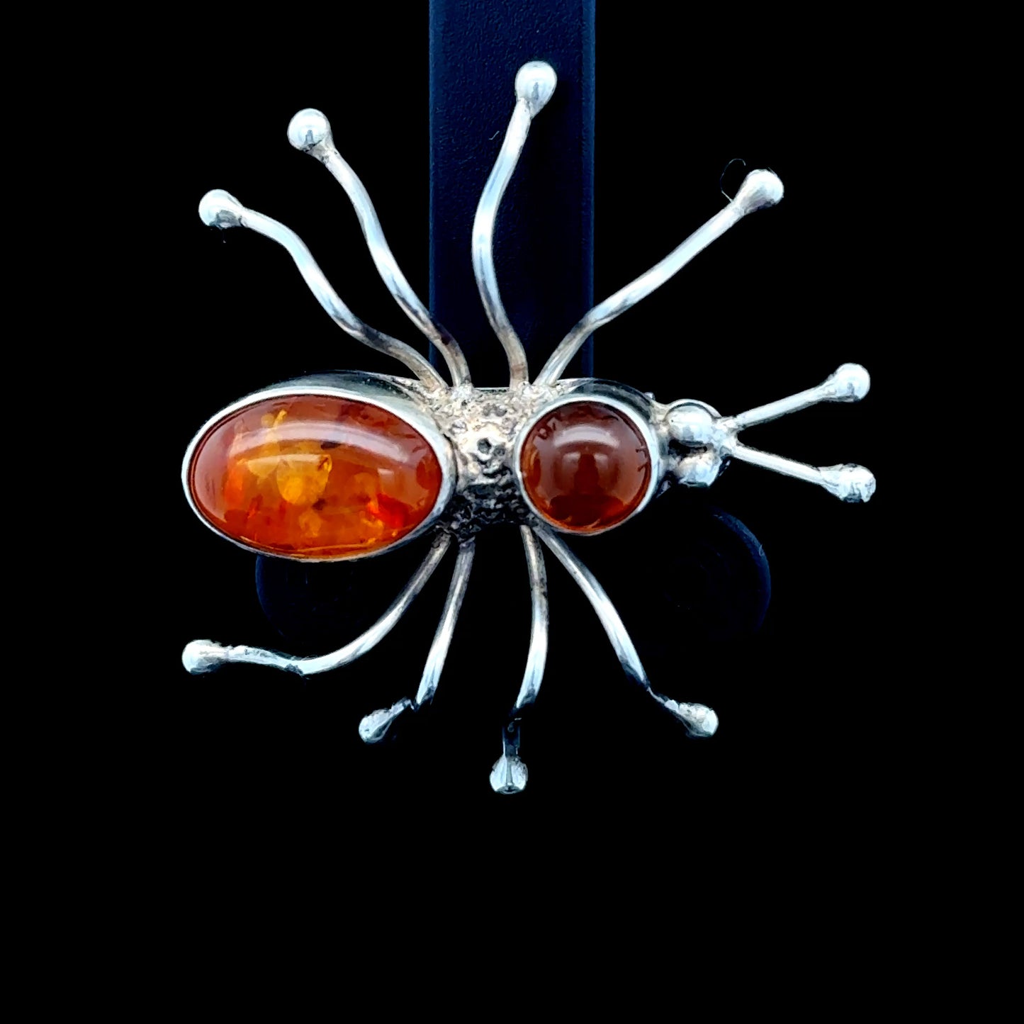 Silver Baltic Amber Ant Brooch