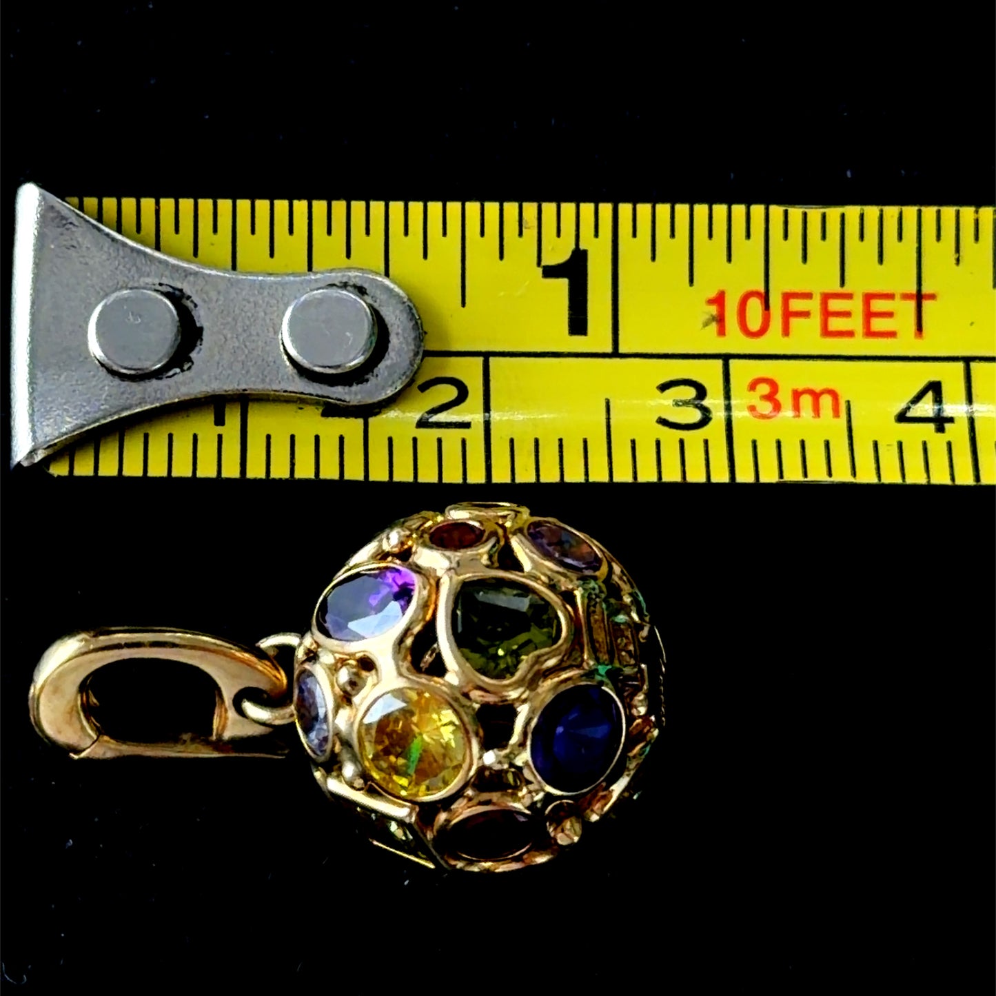 Very Pretty 18k Yellow Gold Multi-gemstone Pendant by Italian Designers Mosaico