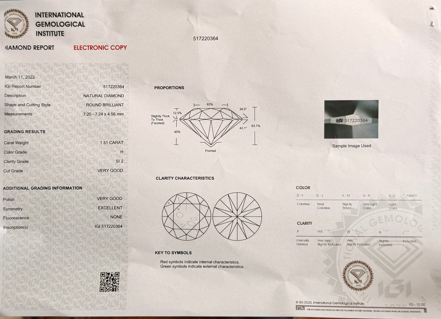 18k Yellow Gold Diamond Solitaire Ring With IGI Certificate for 1.51cts H Si2