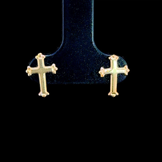 9K Yellow Gold Small Cross Studs