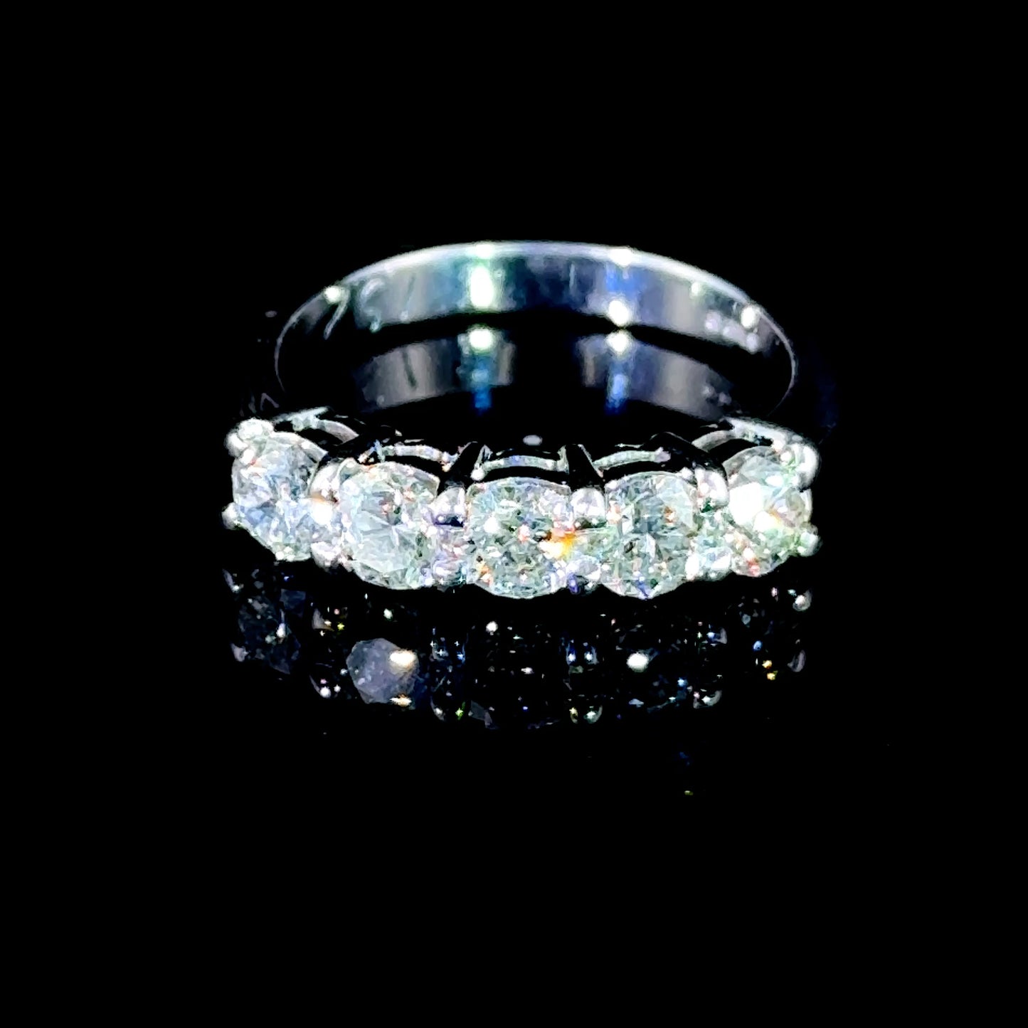 18K White Gold 5 Stone Diamond Ring APPX 1.5 CTS