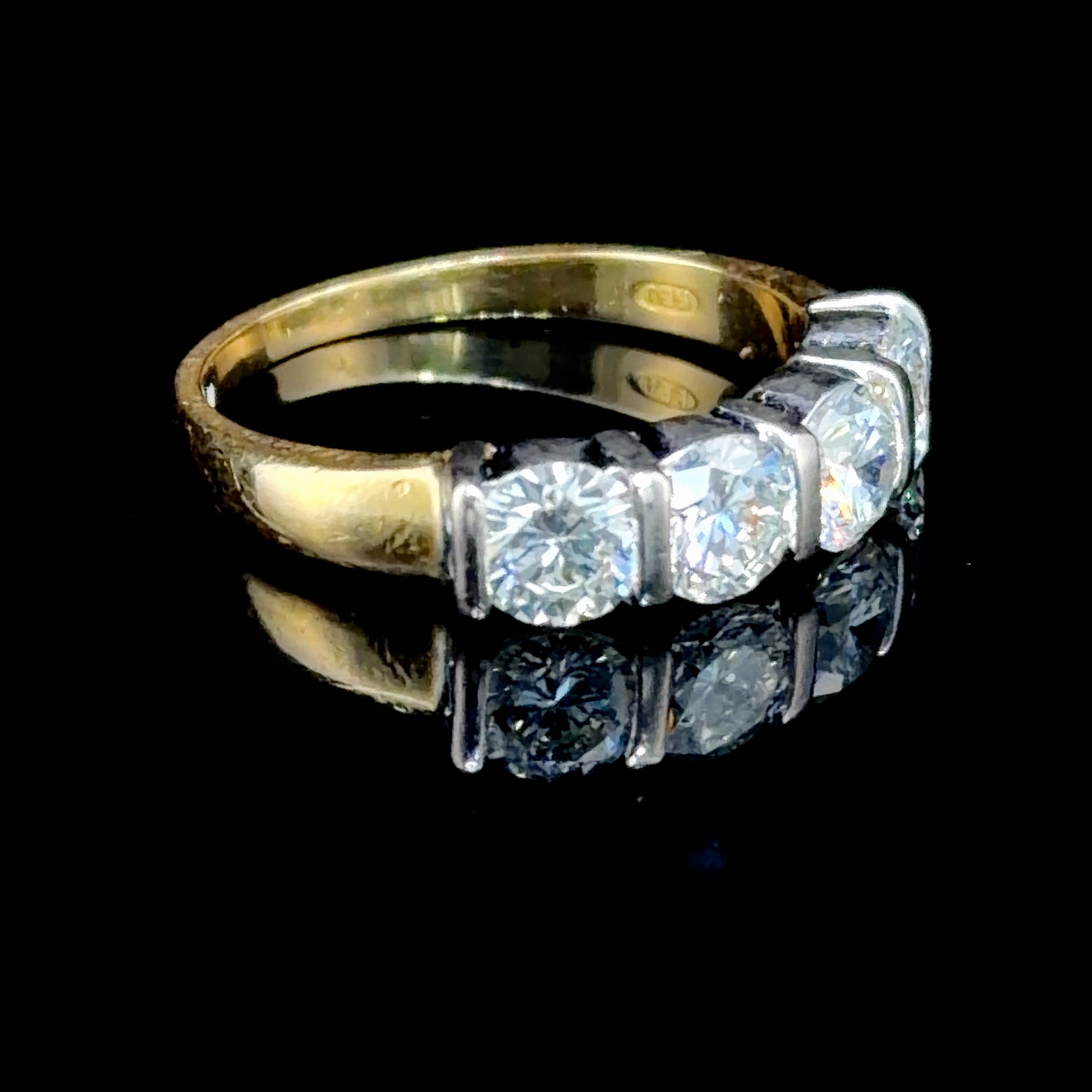 An Exceptional 18k Yellow Gold 4 Stone Diamond Ring 1.6 Cts Part Of The Ronald Charles Collection