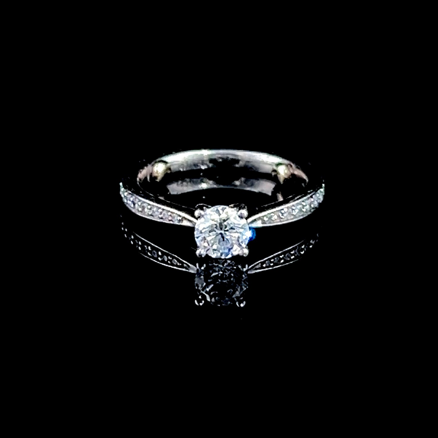 Platinum Solitaire Ring with Diamonds To Shoulders