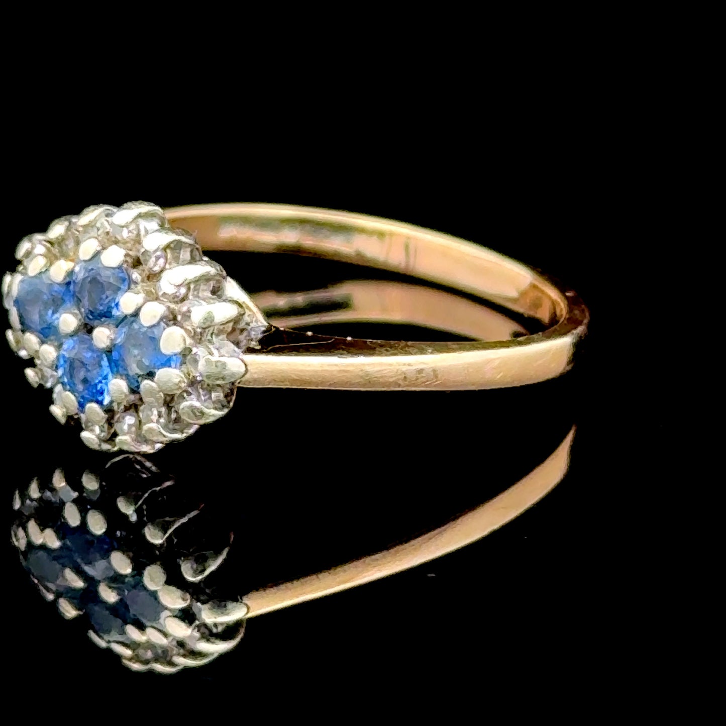 9K Yellow Gold Blue Stone & Sapphire Ring