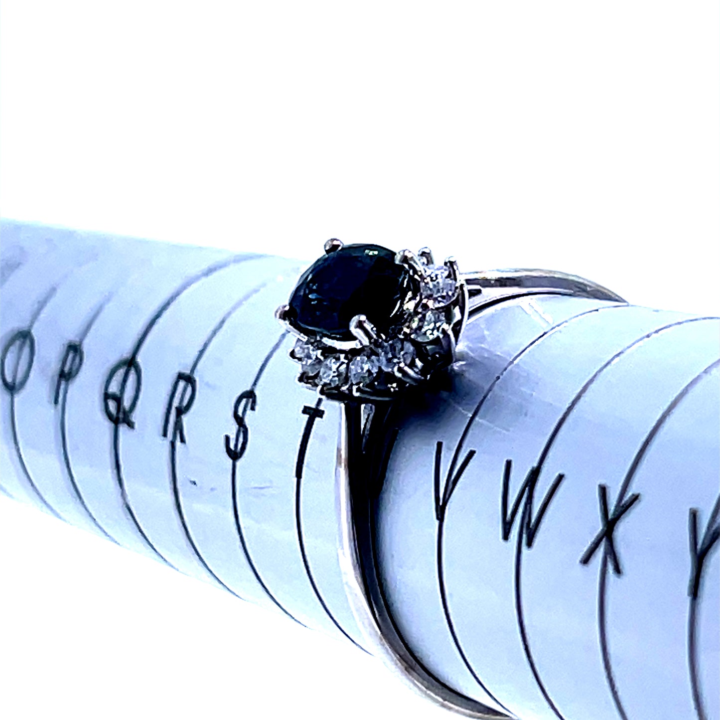 9K White Gold Sapphire & Diamond Cluster Ring