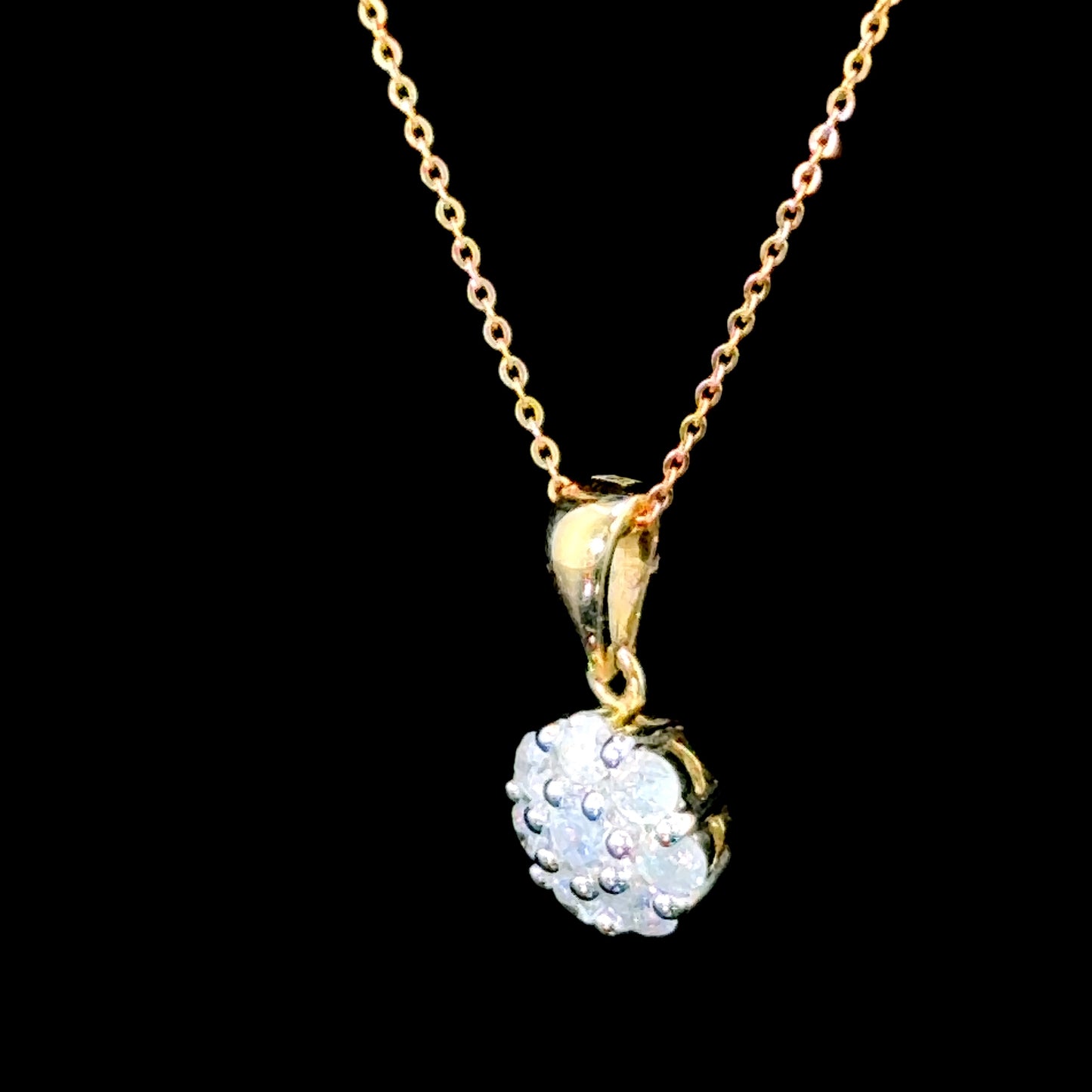 9K Yellow Gold Diamond Cluster Pendant Only APPX 0.5 CTS