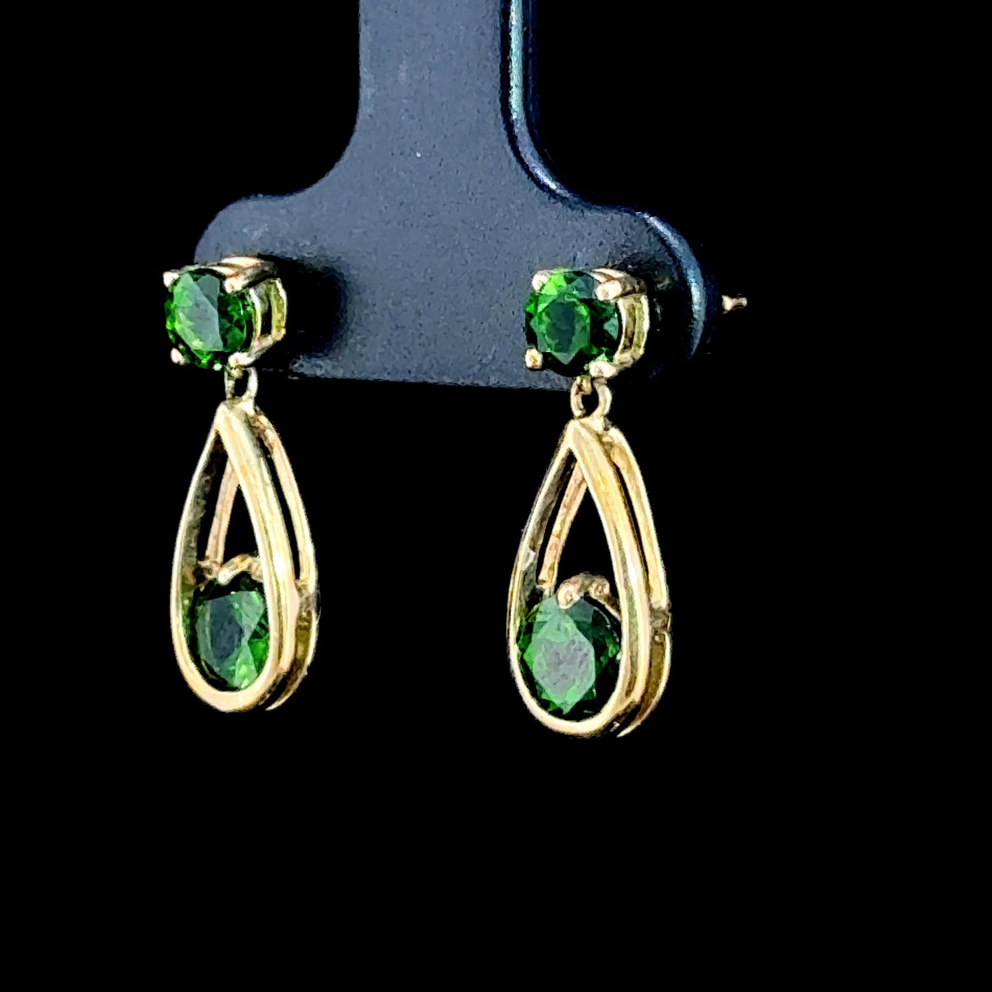 9K Yellow Gold Chrome Diopside Drop Studs