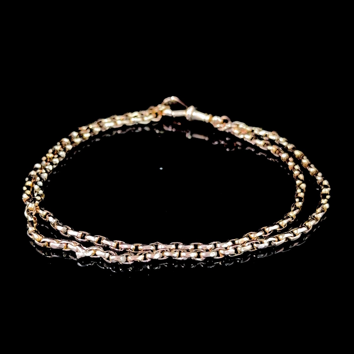 Lovely 9k Yellow Gold Belcher Necklace with Hook Clasp 15.5” Long. Also Converts to A Double Chain Bracelet 8 Inches Long