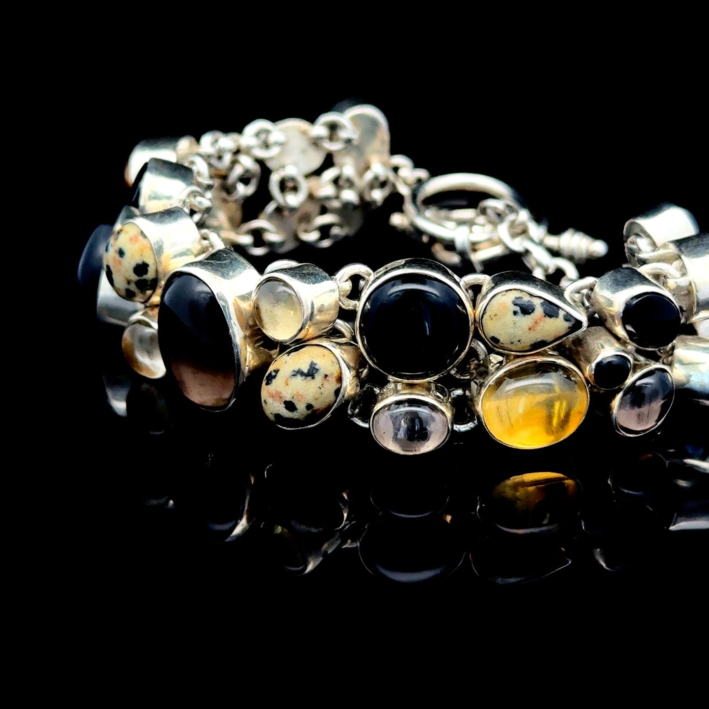 Silver Jasper Citrine & Quartz Bracelet