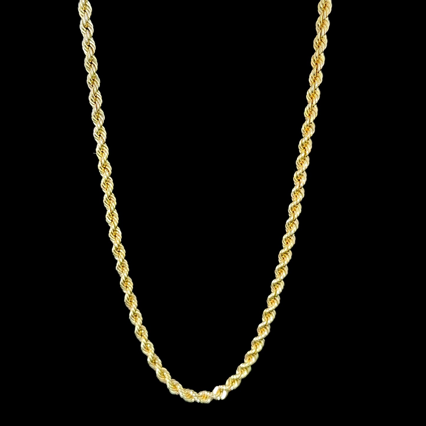 9k Yellow Gold Rope Chain 18 Inches Long