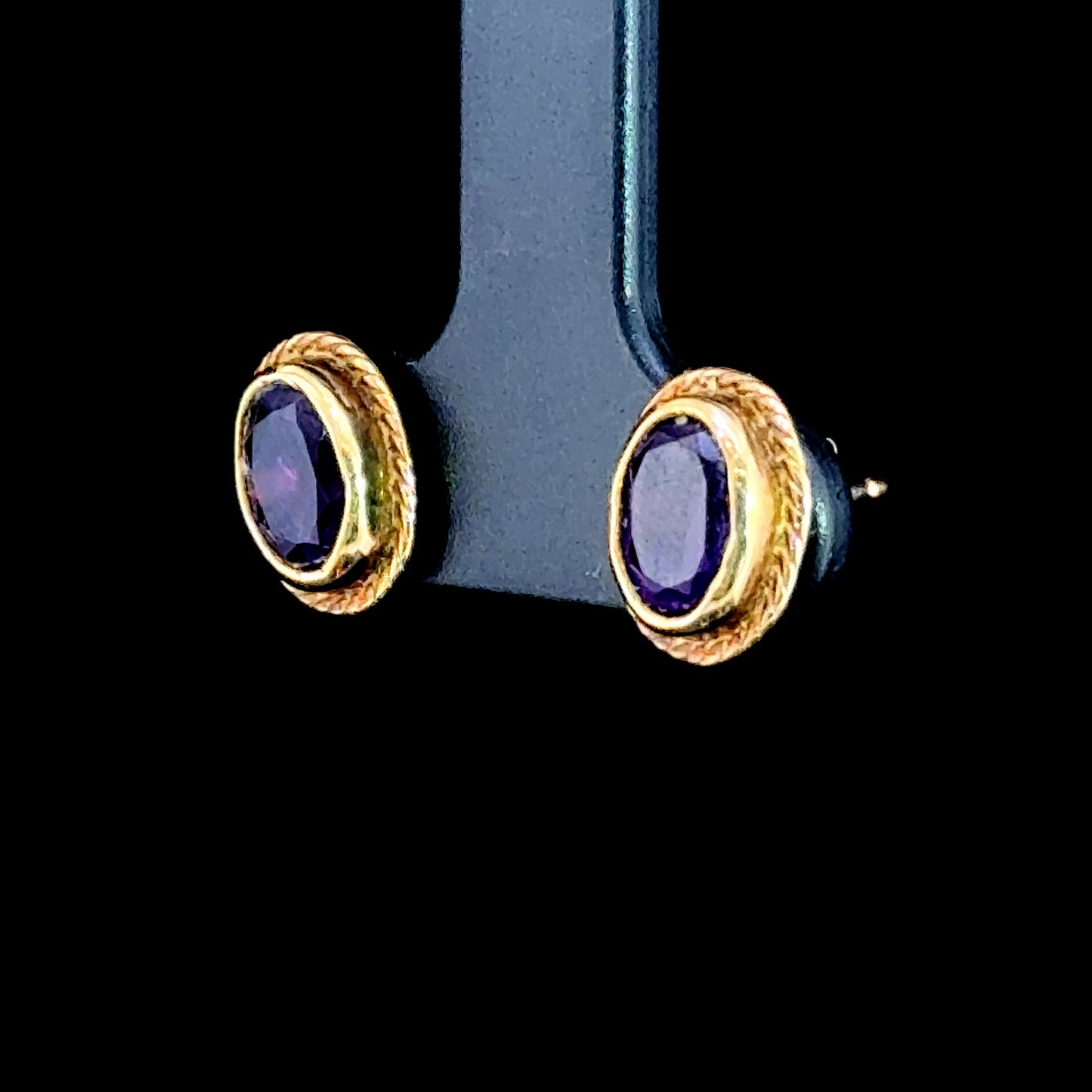 9K Yellow Gold Amethyst Studs