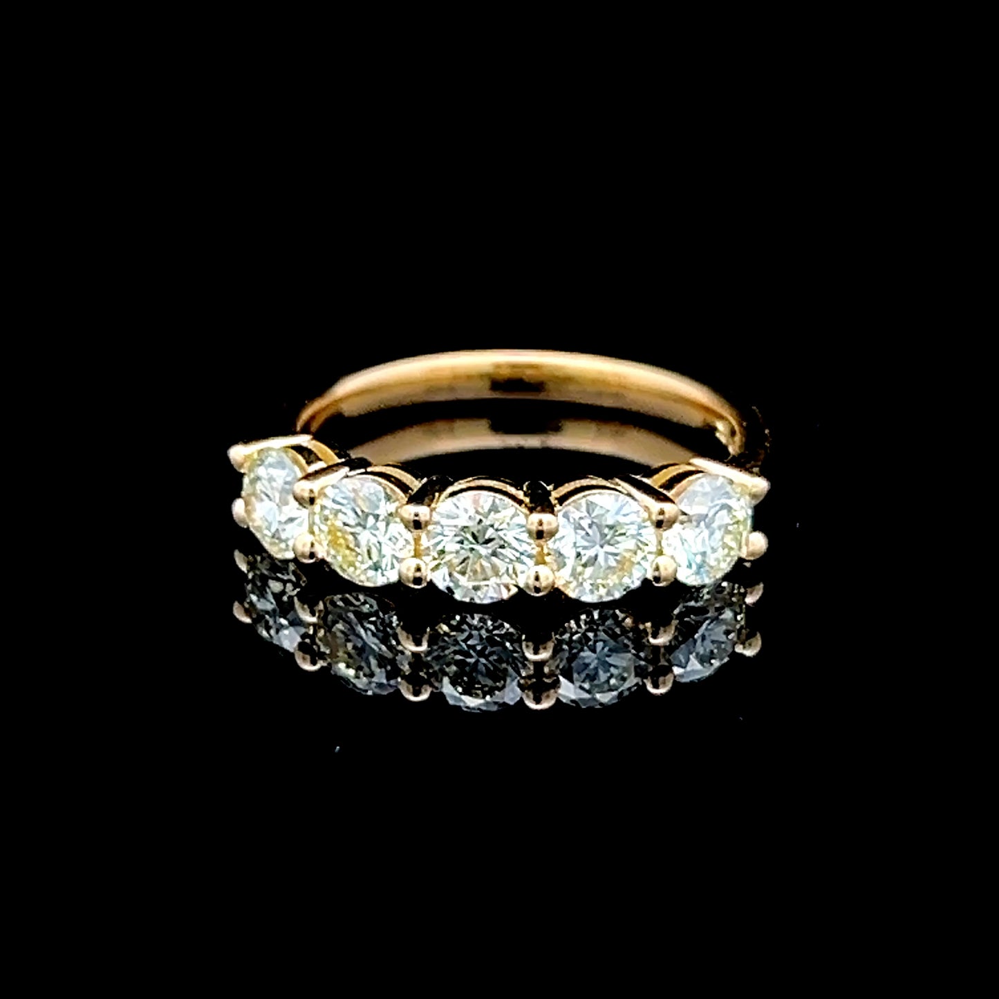 18K Yellow Gold 5 Stone Diamond Ring APPX 1.75 CTS