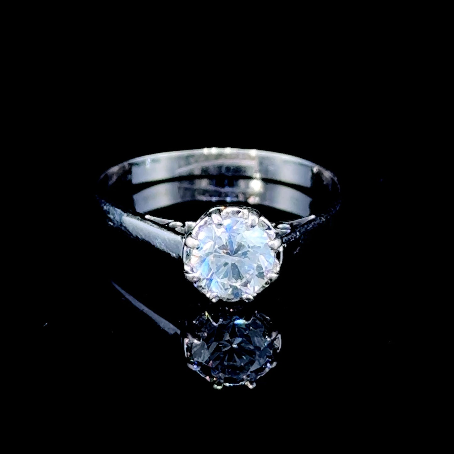 18K White Gold Diamond Solitaire Ring APPX 0.85 CTS
