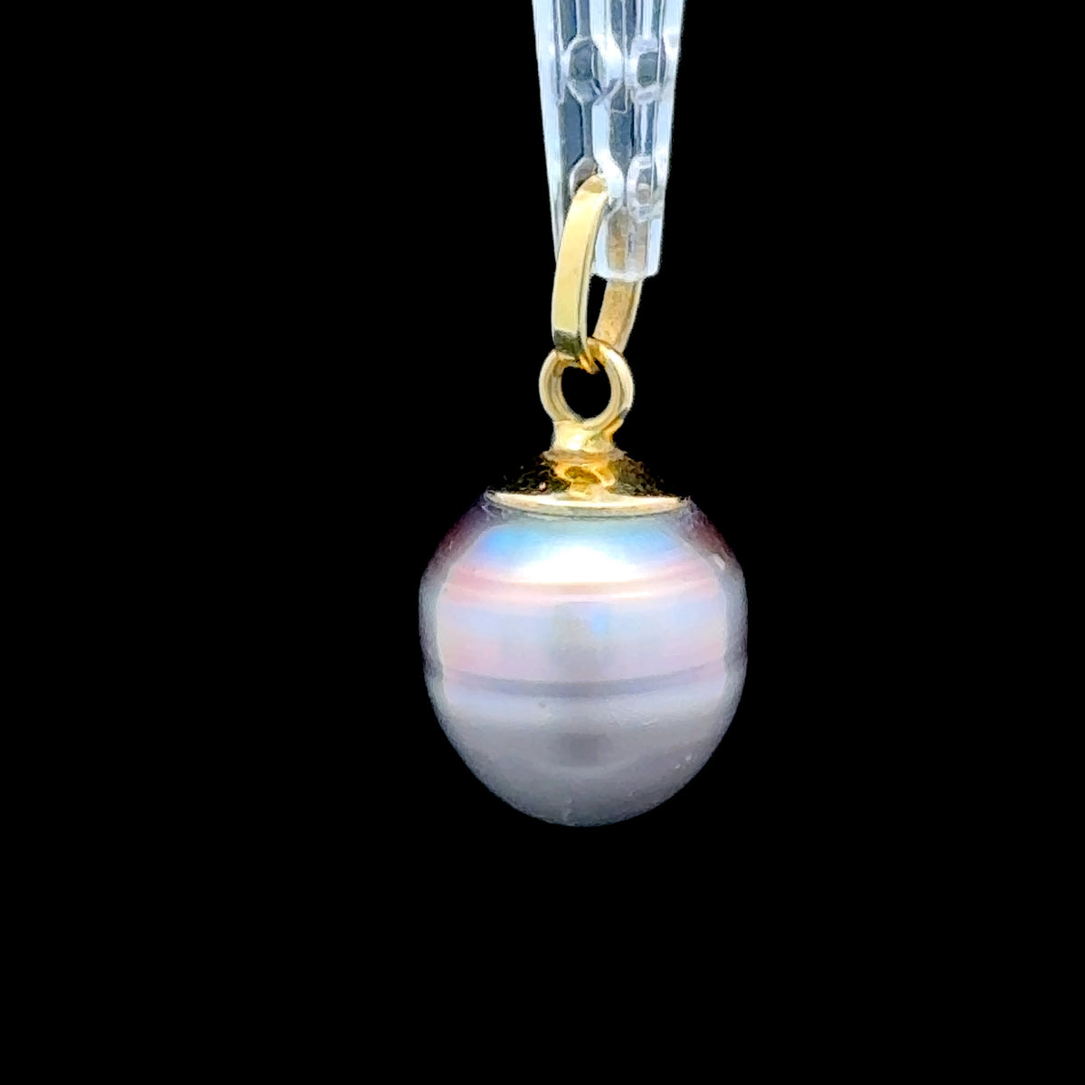 14K Yellow Gold Grey Pearl Pendant