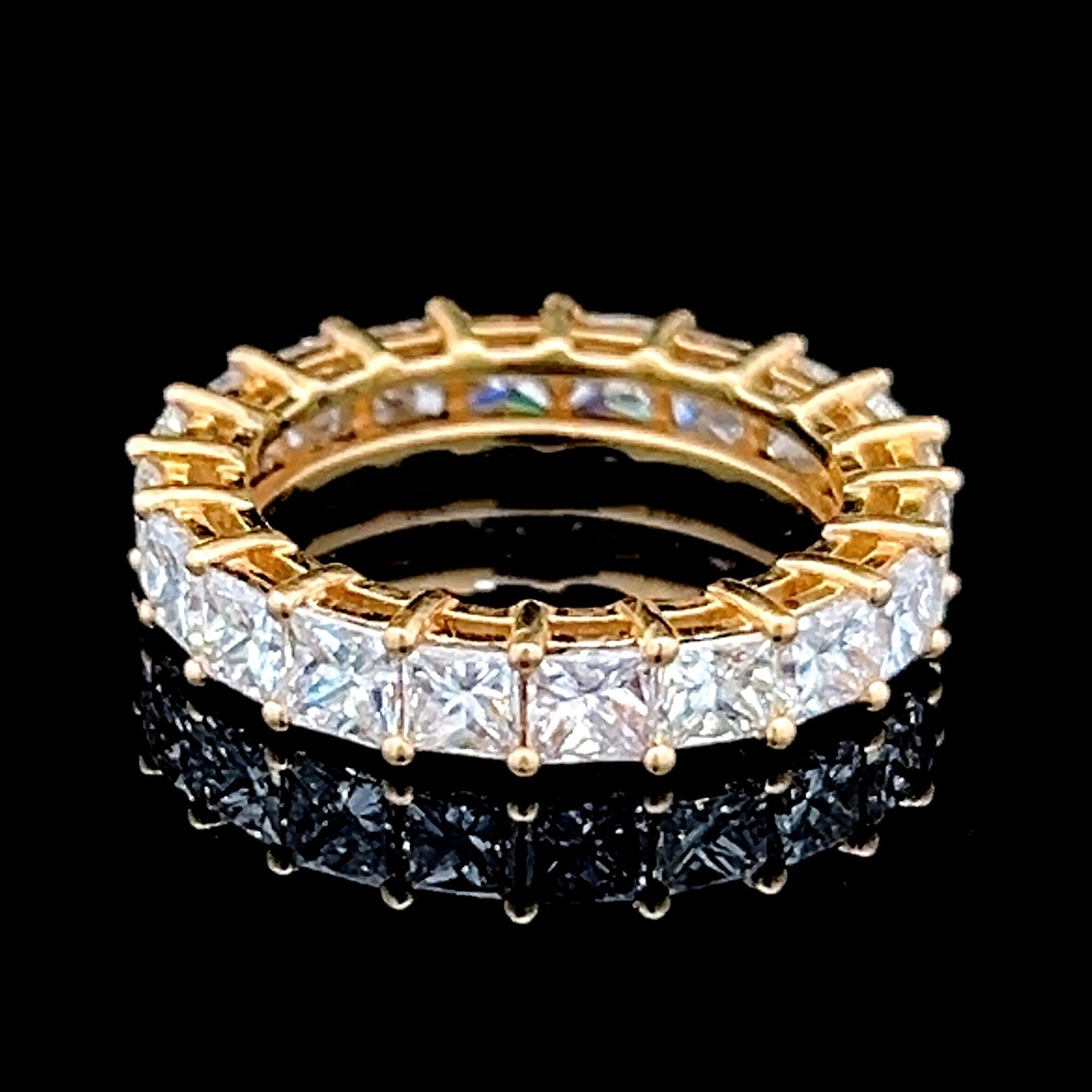 18K Yellow Gold Full Eternity Diamond Ring APPX 4.33 CTS
