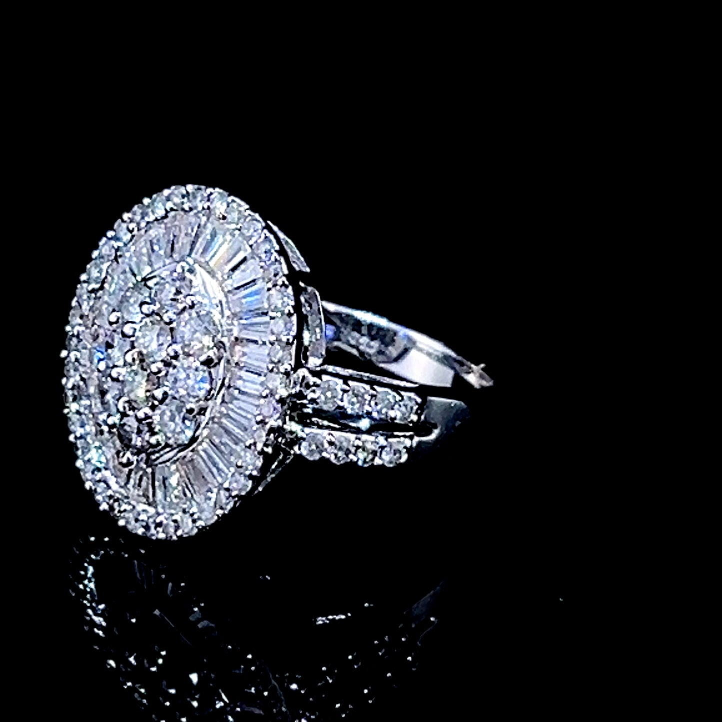 18K White Gold Diamond Cluster Dress Ring APPX 1.5 CTS