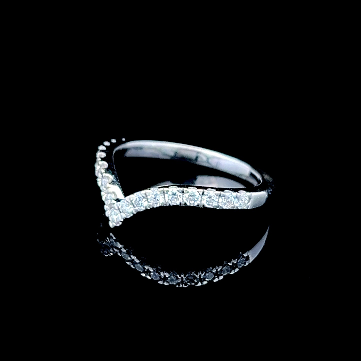 9K White Gold Diamond Wishbone Ring