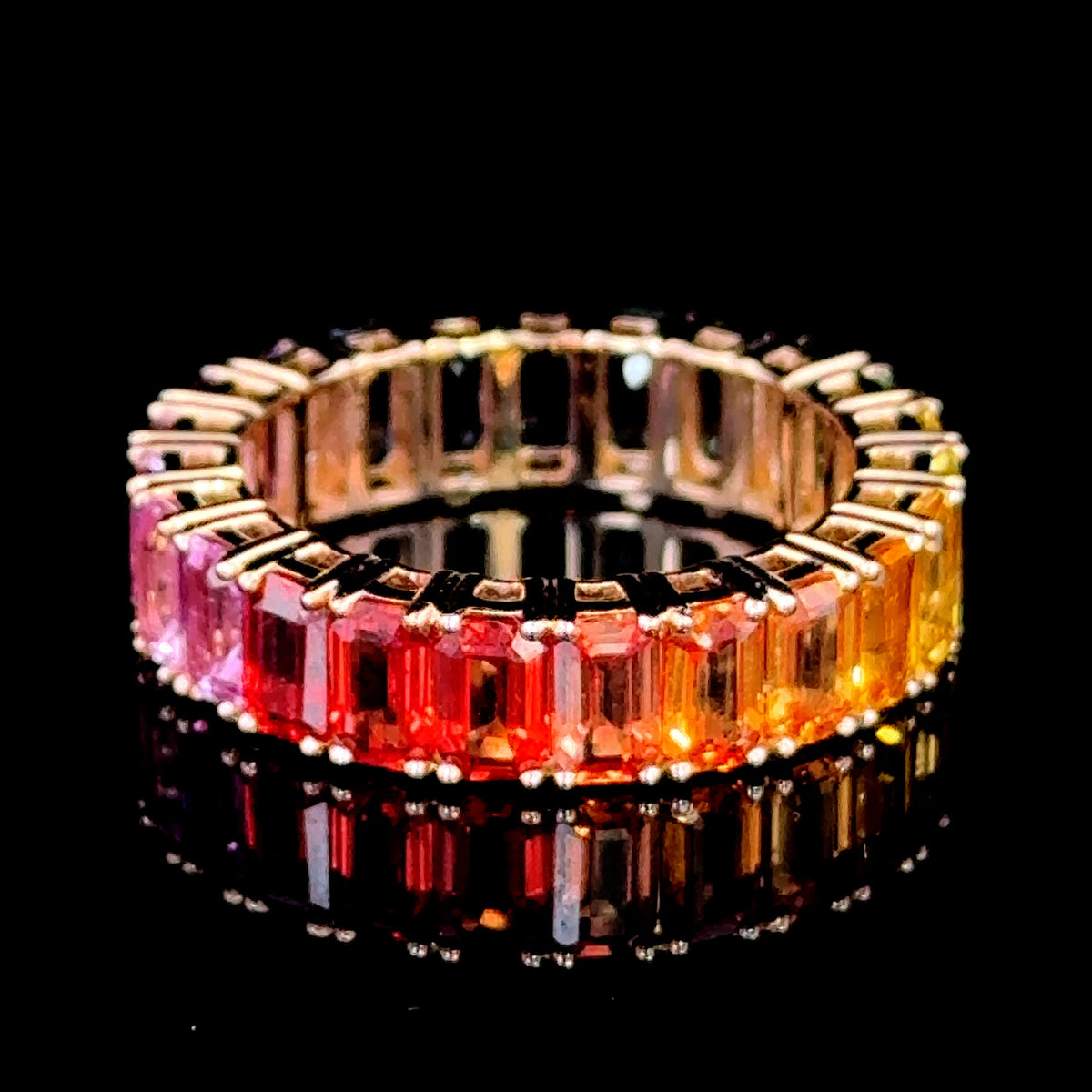 18k Rose Gold Rainbow Sapphire Full Eternity Ring APPX 7.75CTS