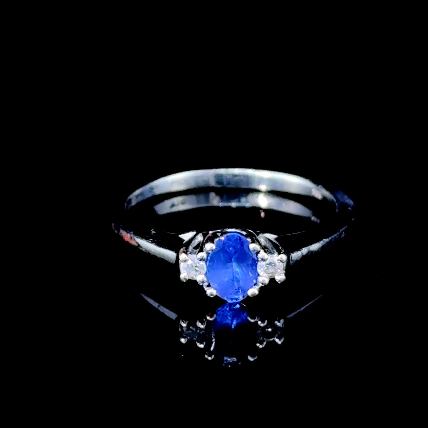 18K White Gold Tanzanite & Diamond Ring