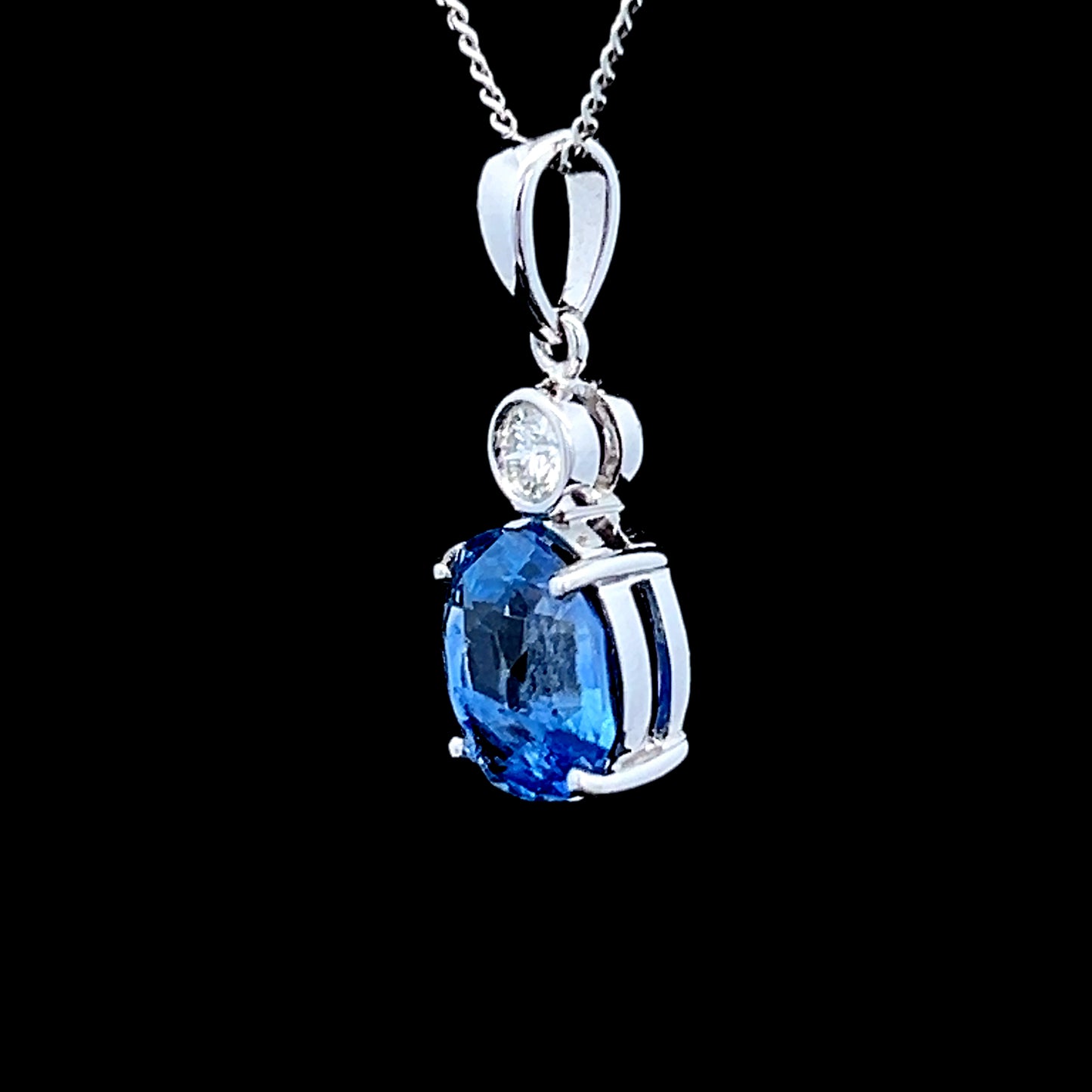 18K White Gold Sapphire & Diamond Pendant Only APPX S: 3.0 CTS