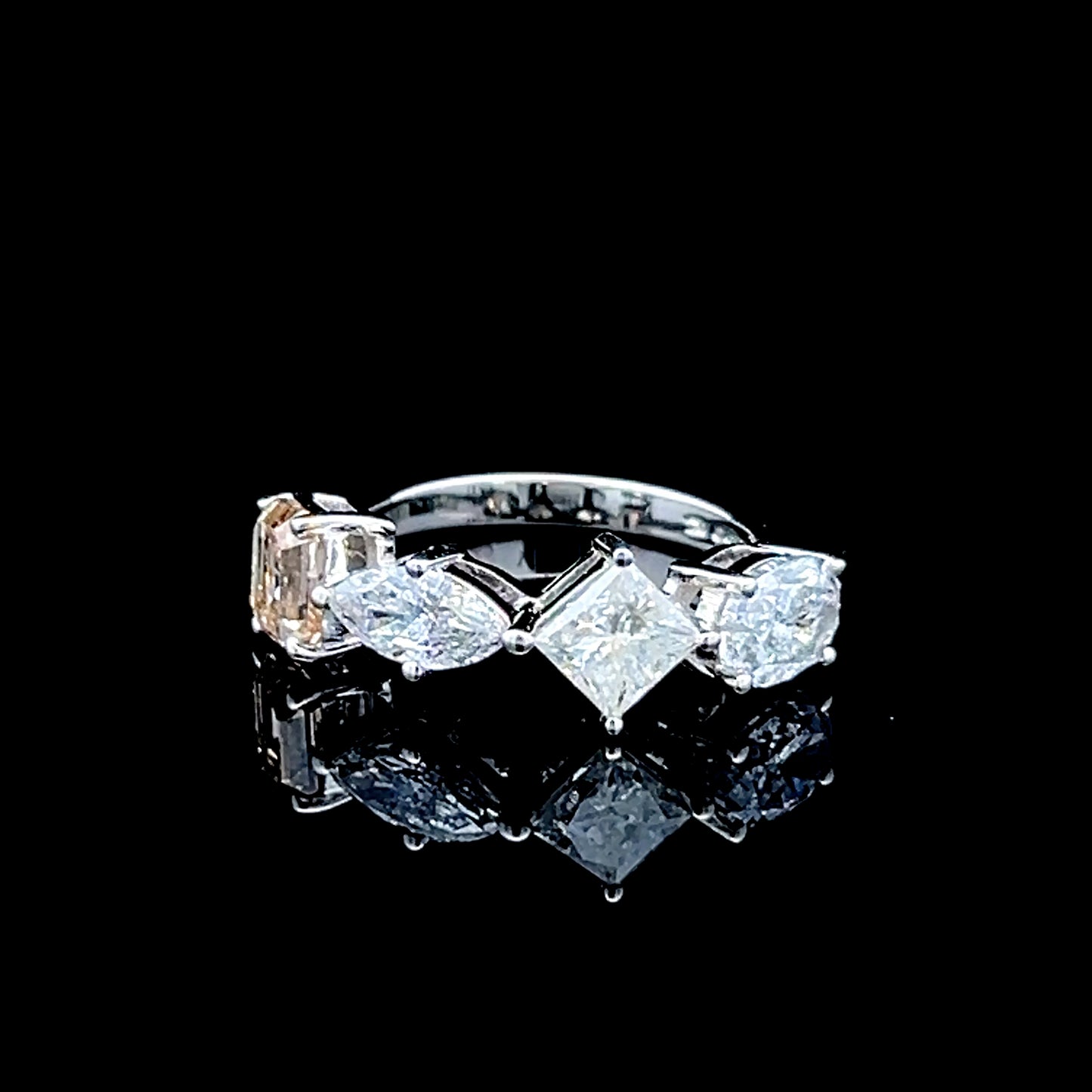 Platinum 4 Stone Multicut Diamond Ring APPX 3.4 CTS