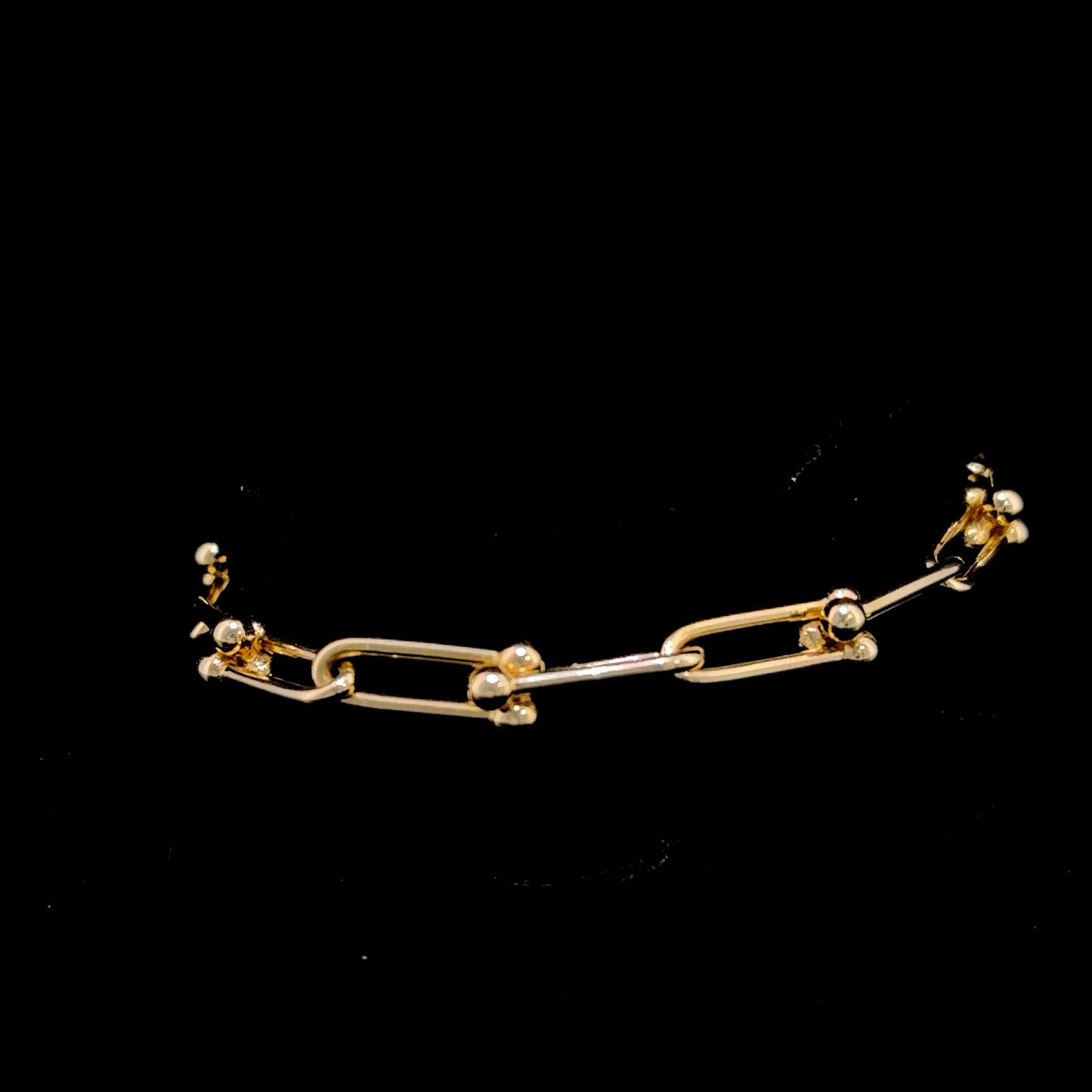 18k Yellow Gold Elongated Link Bracelet 7 Inches Long