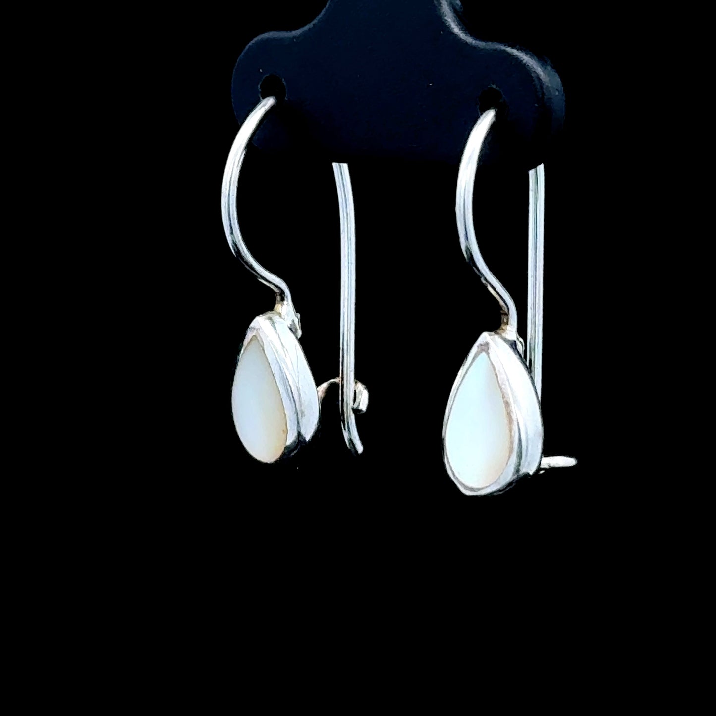 Silver Mother of Pearl Pear Drop Hook Earrings