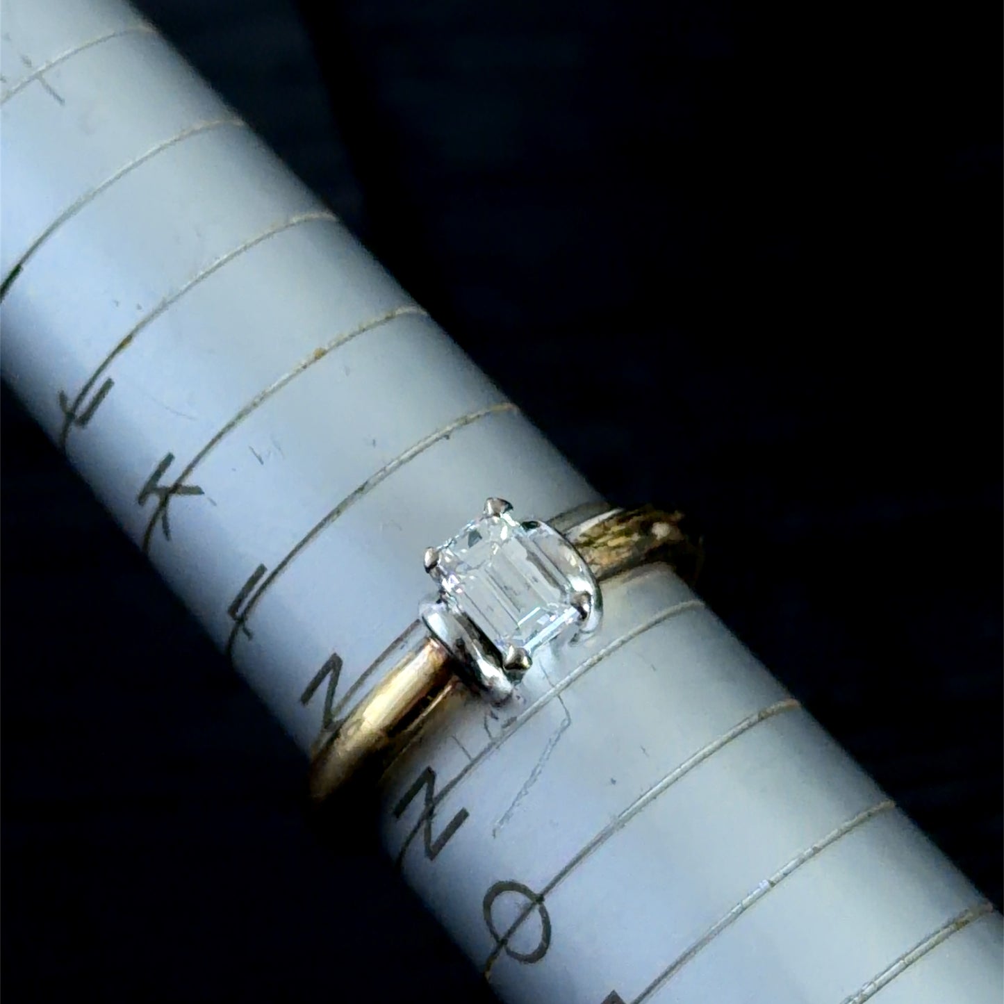 Very Pretty 18k Yellow Gold Emerald Cut Diamond Solitaire Ring Appx 0.6 Cts