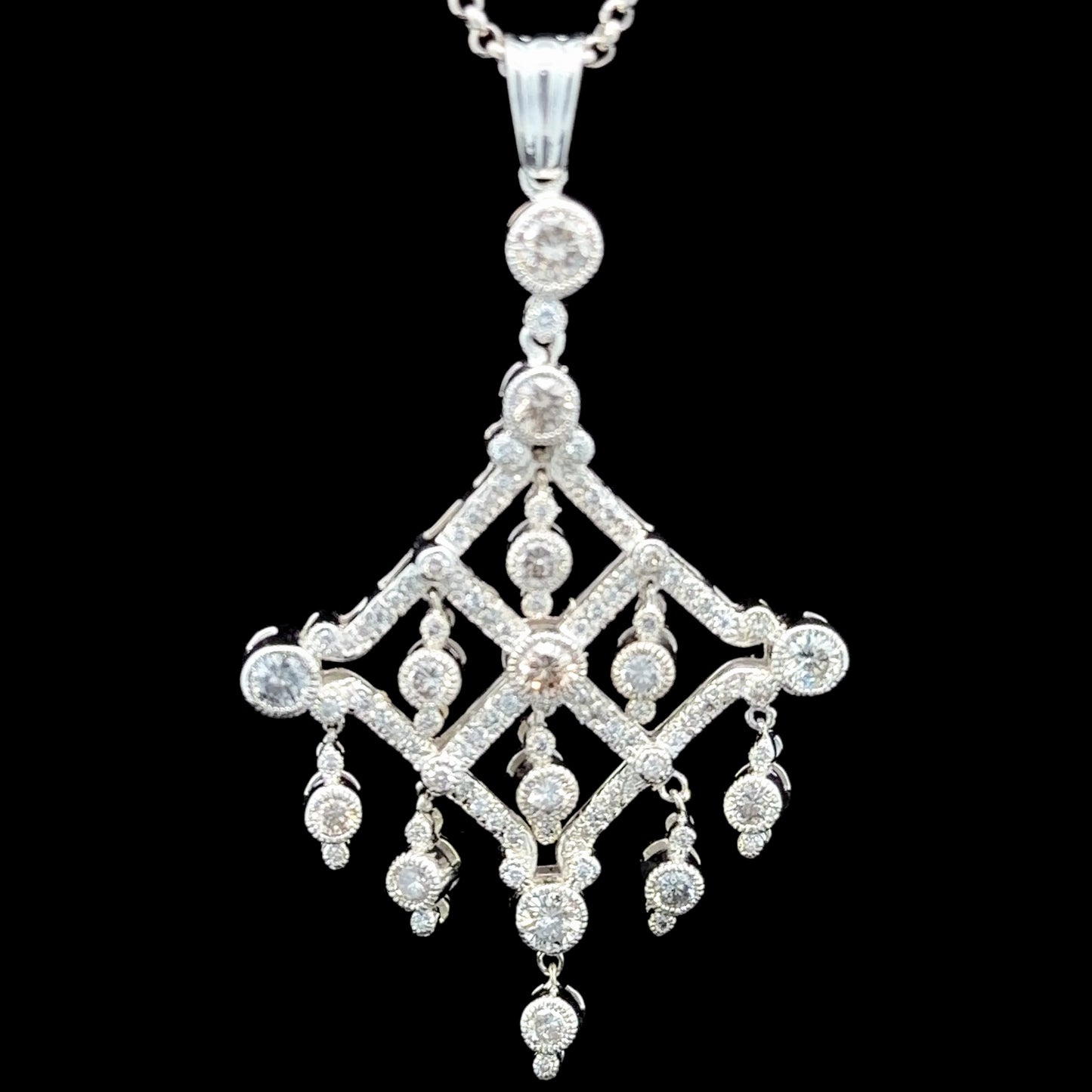 Spectacular 14k Diamond Chandelier Pendant of Appx 2.6 Cts