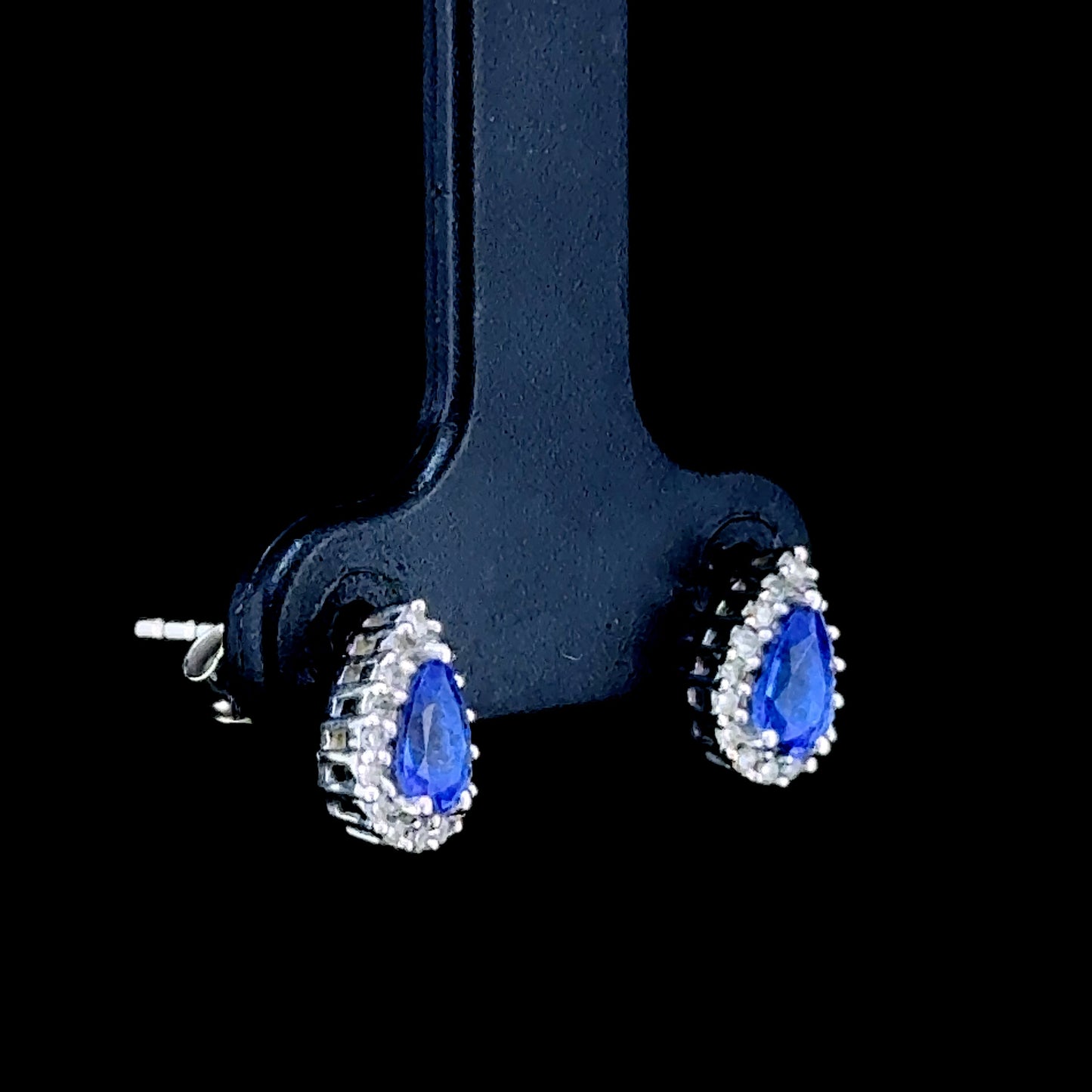18K White Gold Pear Tanzanite & Diamond Studs