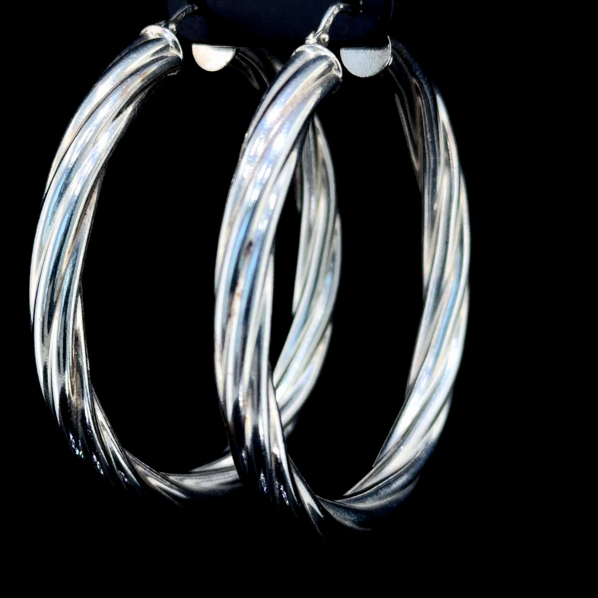 Lovely Large Silver Twist Hoop Earrings