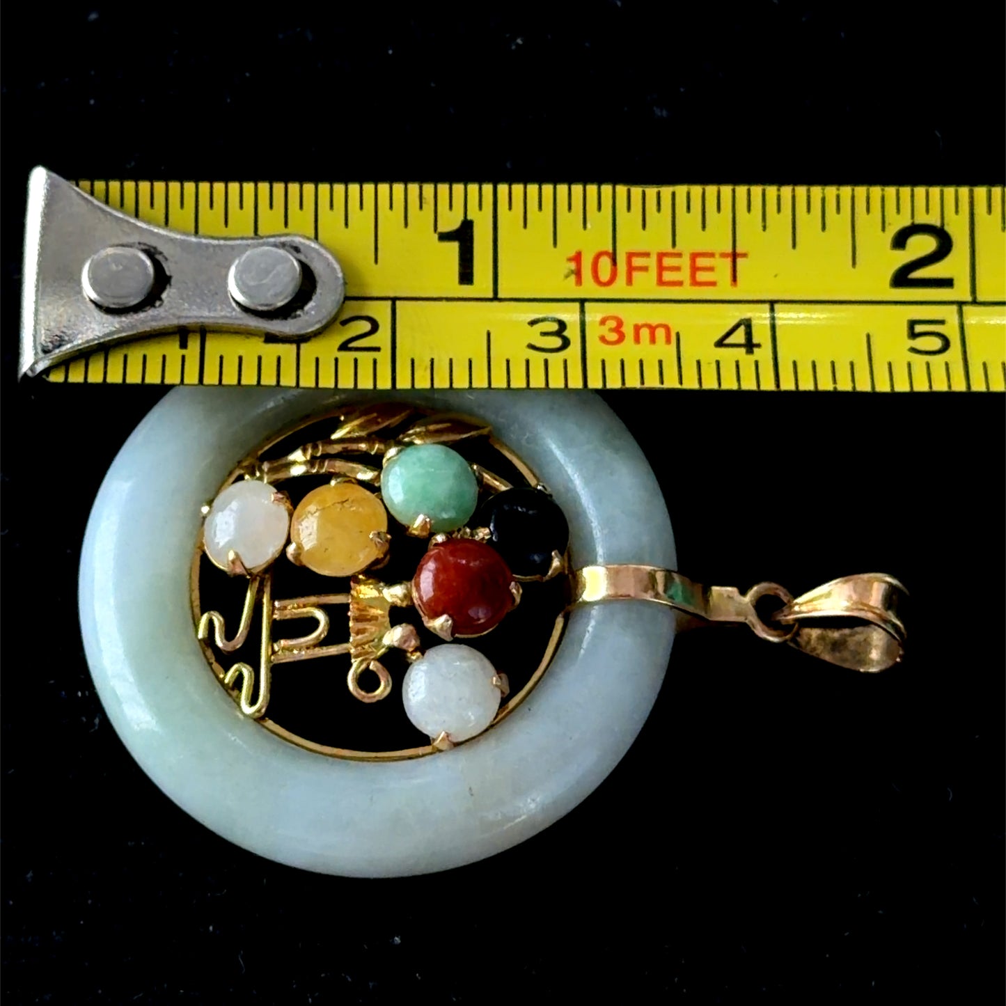 Pretty 14k Yellow Gold Multi-Colour Jadeite Pendant (Only)