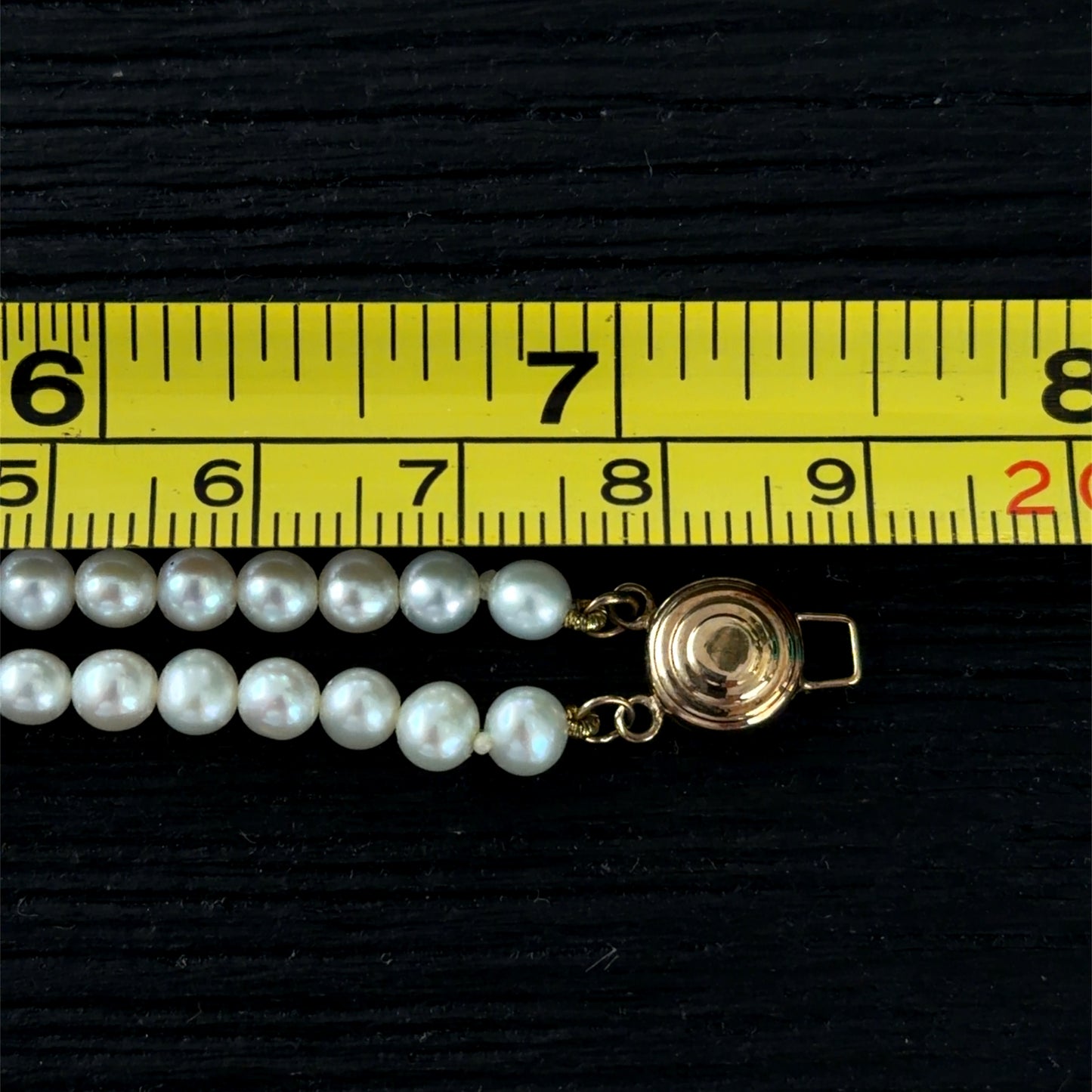 A Very Pretty Double Row Pearl Bracelet Having 14k Yellow Gold Garnet & Diamond Accents & 14k Gold Clasp Part Of The Ronald Charles Collection