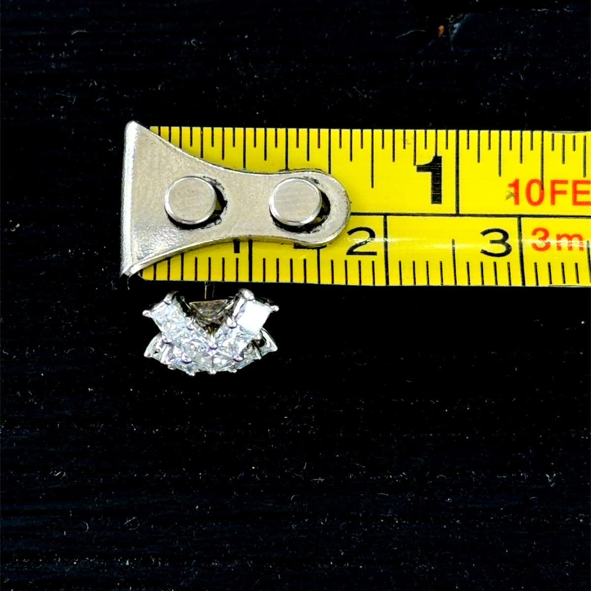Fabulous Platinum Princess Cut Diamond Kiss Studs  Appx 1.5 Cts Total