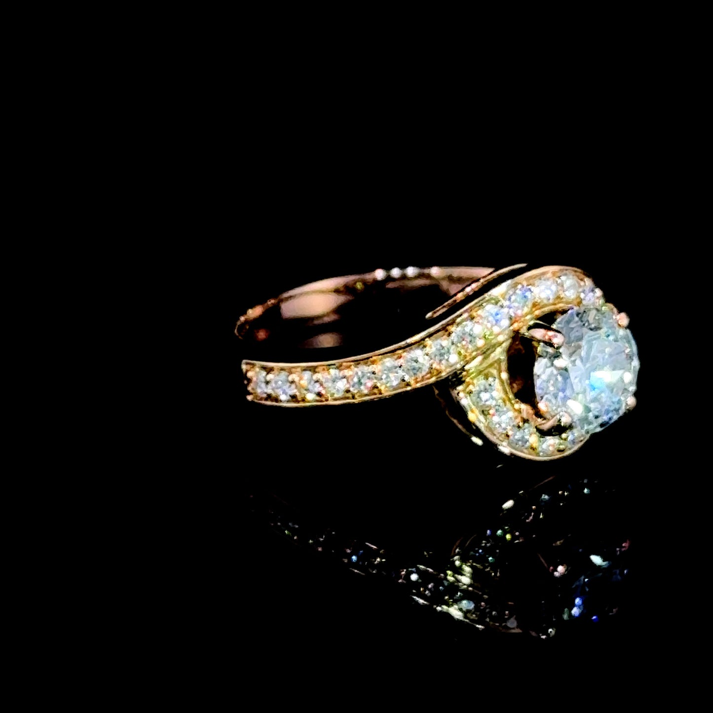 18K Rose Gold Diamond Halo Ring with Diamonds to Shoulders APPX 0.8 CTS Centre, 1.1 CTS TOTAL
