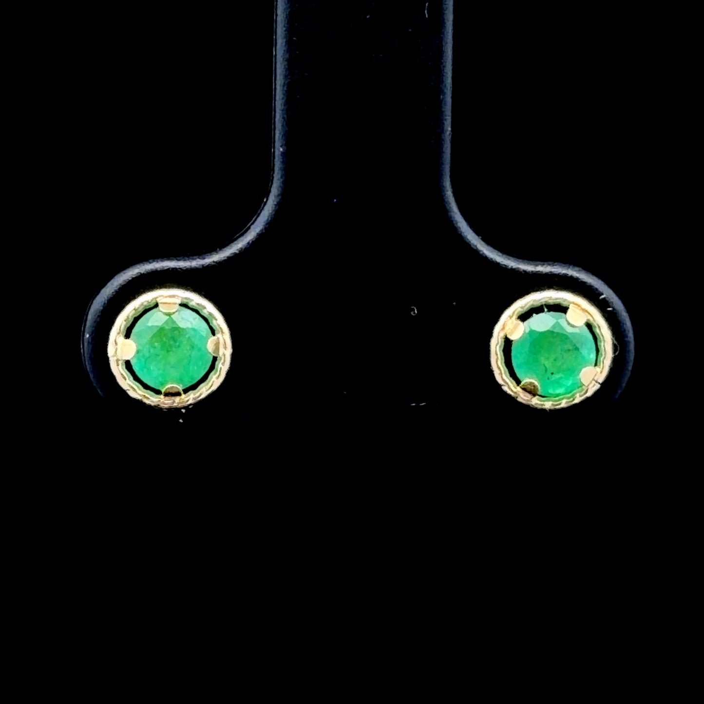 9k Yellow Gold Emerald Studs