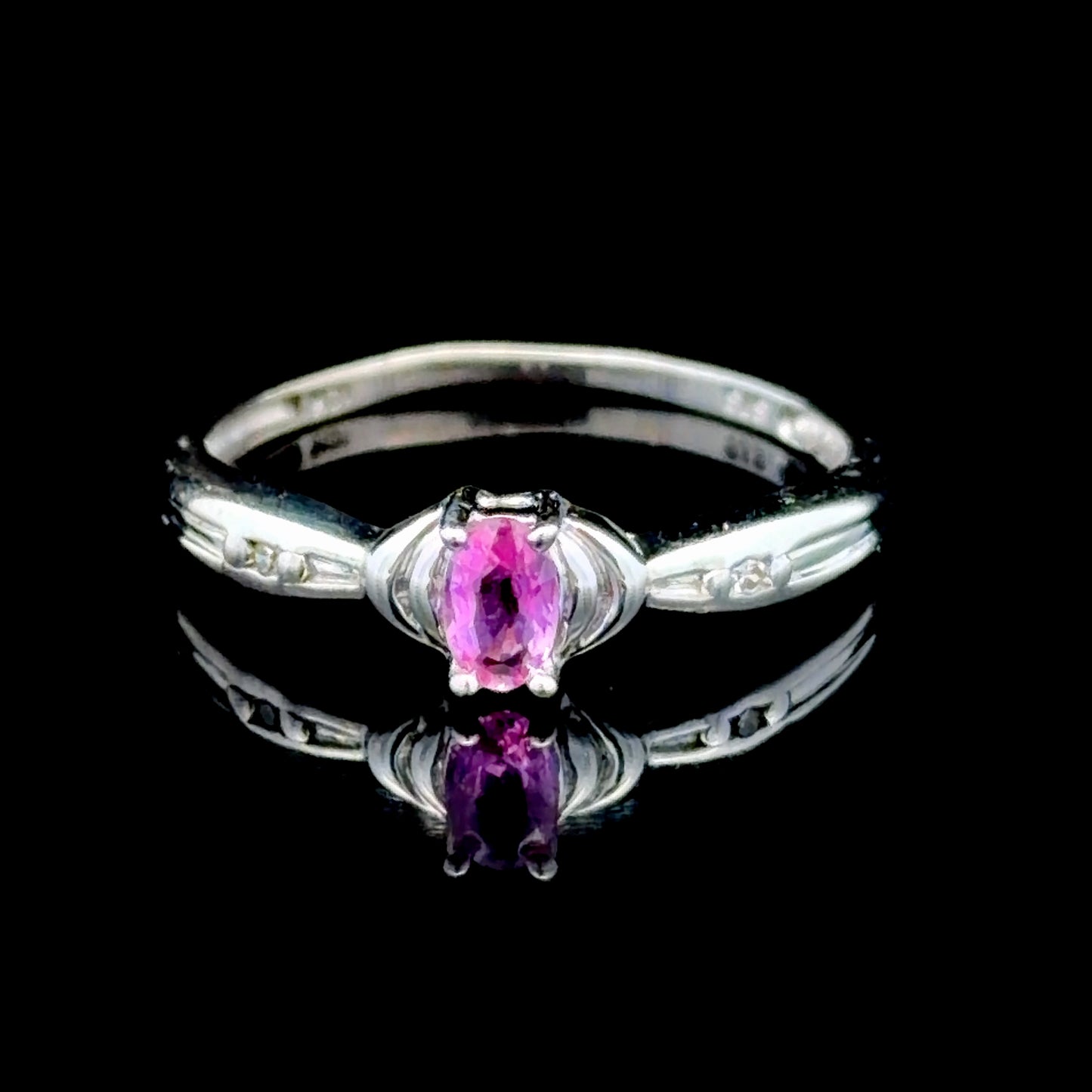 10 k White Gold Pink Sapphire & Diamond Ring