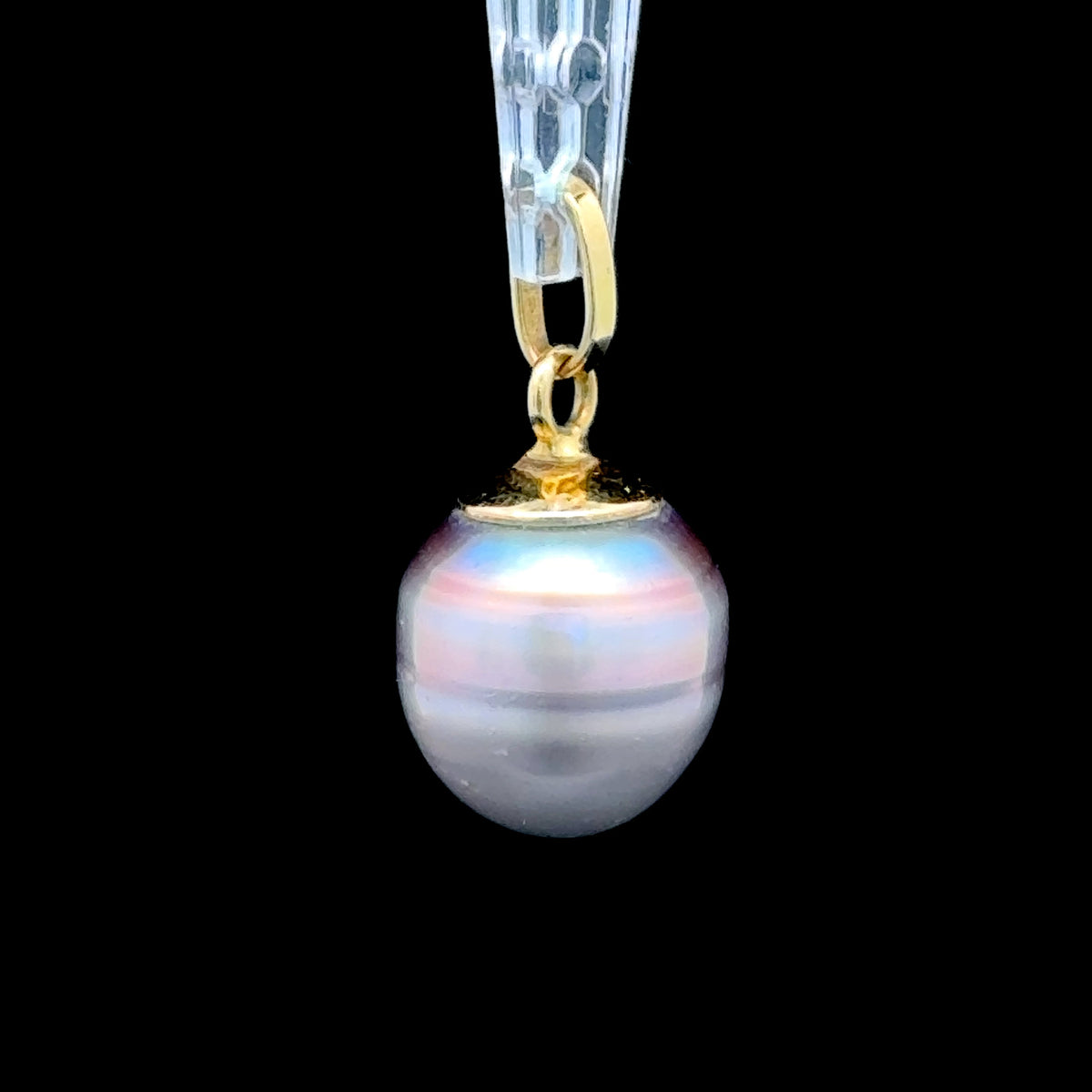 14K Yellow Gold Grey Pearl Pendant