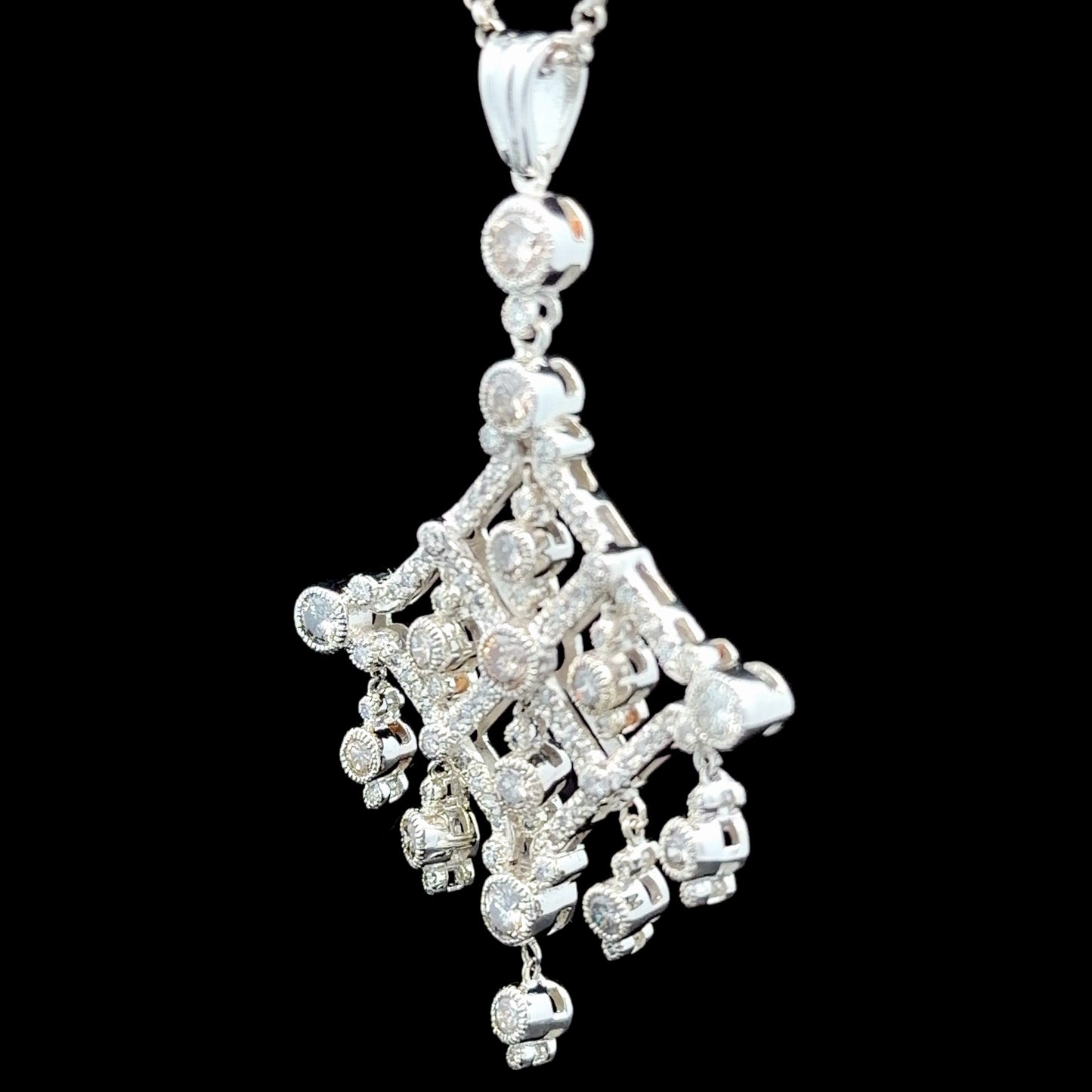 Spectacular 14k Diamond Chandelier Pendant of Appx 2.6 Cts