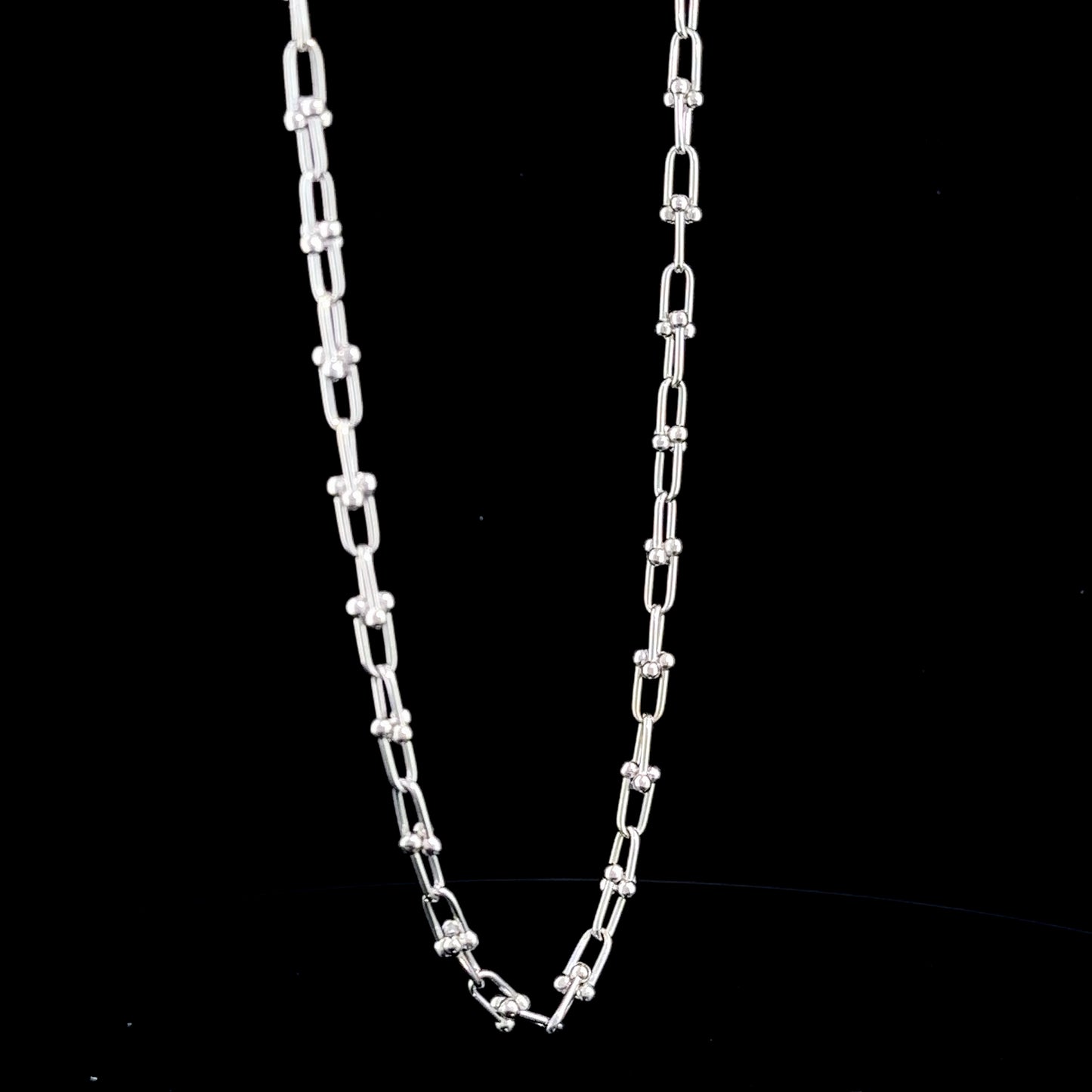 18k White Gold Tiffany Hardware Link Necklace 20”