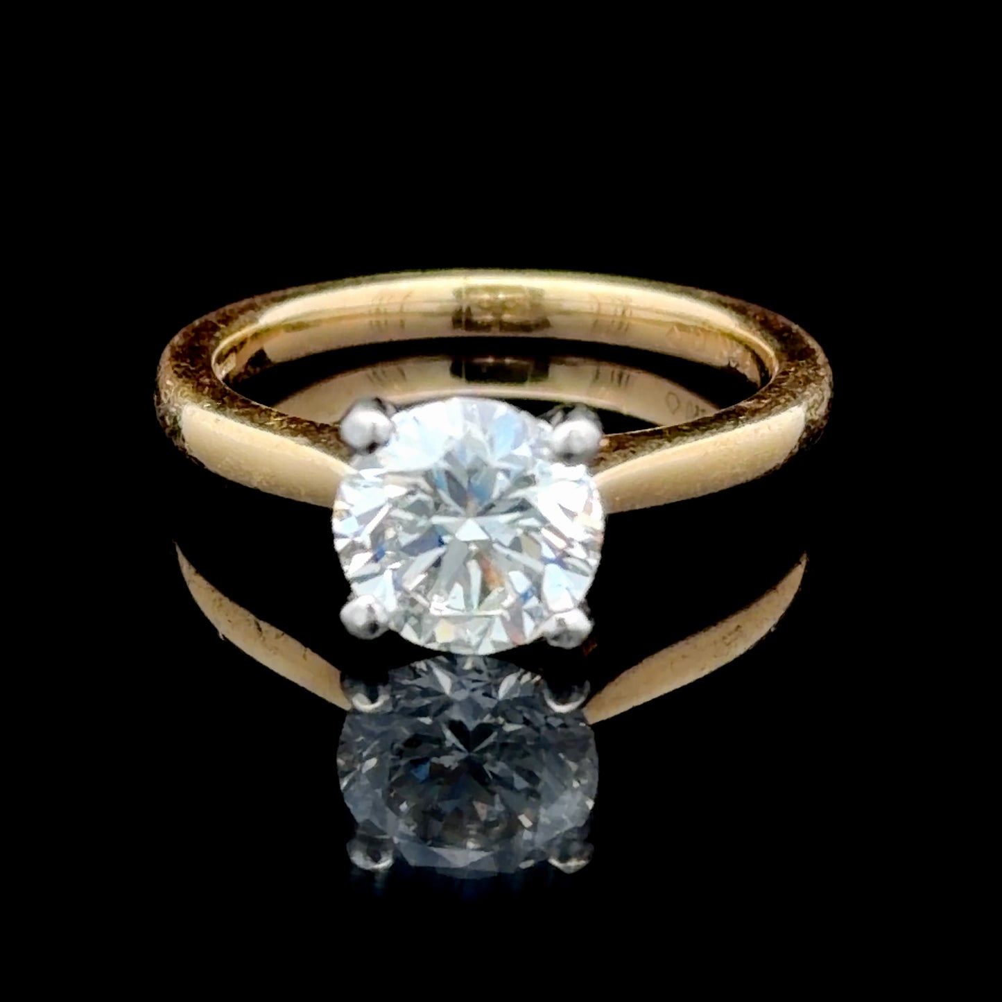 18k Yellow Gold Diamond Solitaire Ring With IGI Certificate for 1.51cts H Si2