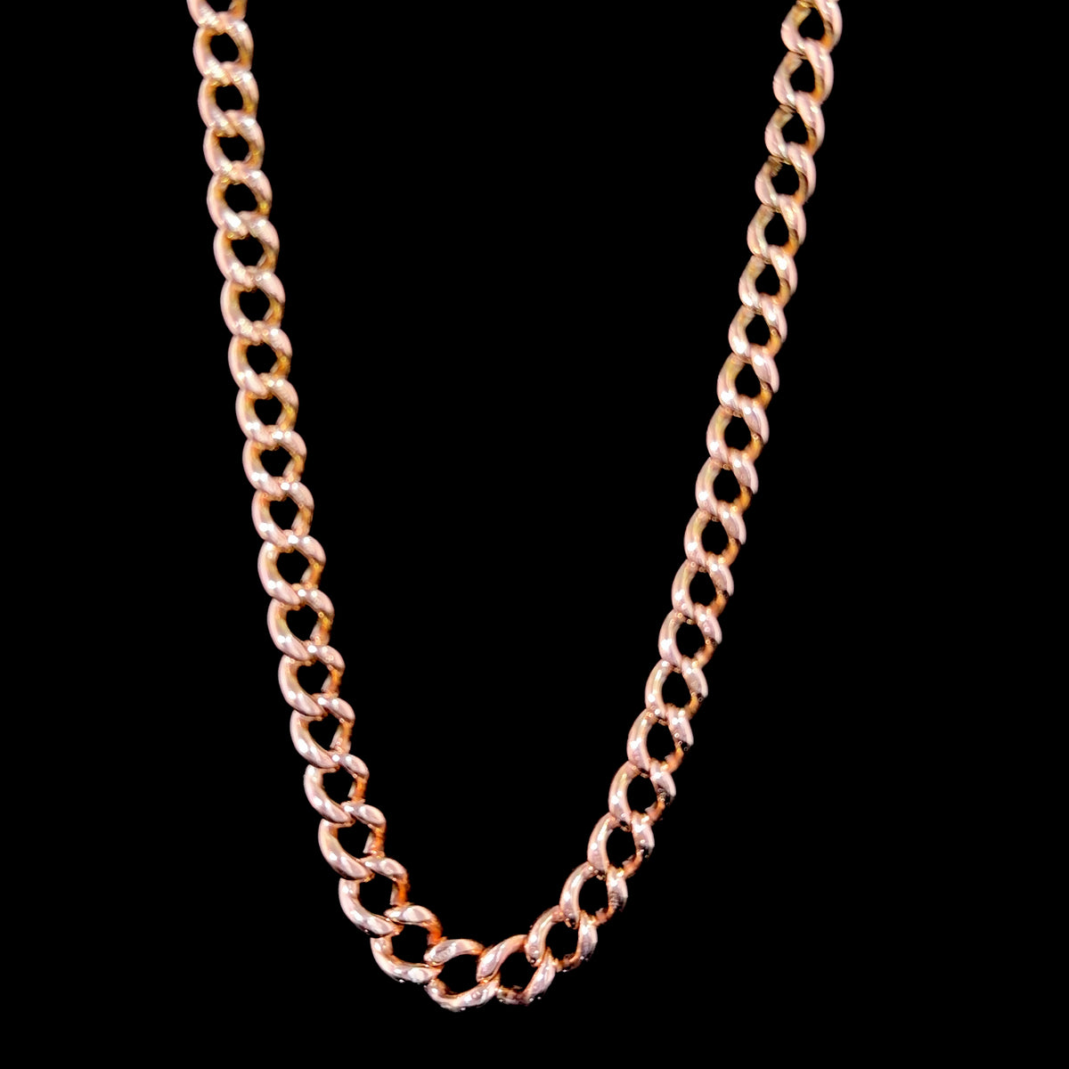 Fabulous Antique 9k Rose Gold Graduated Round Link Curb Chain Necklace 16” Long. Each Link Having A Mark For 375