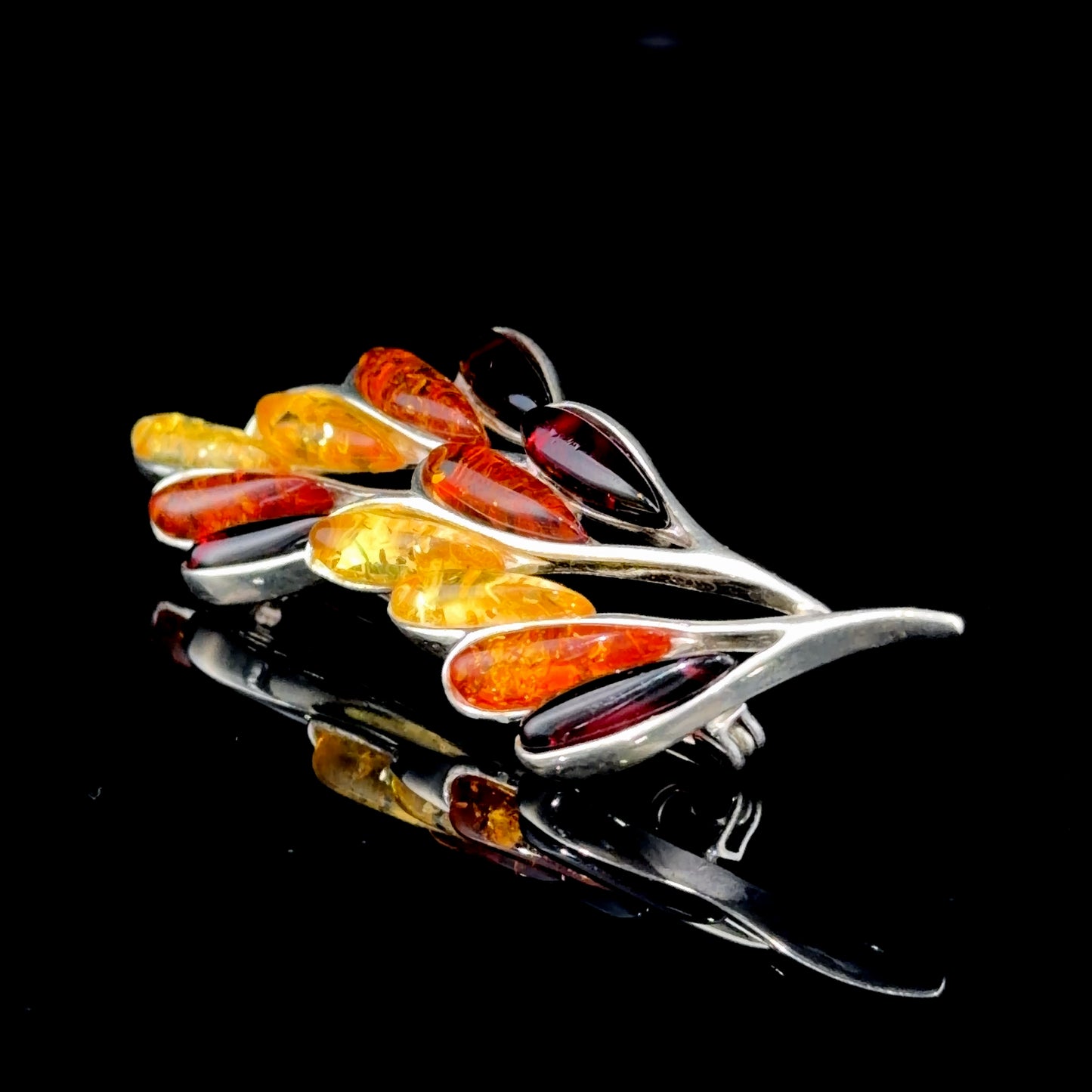 Stunning Cognac Amber Floral Bouquet Brooch by Be-Jewelled