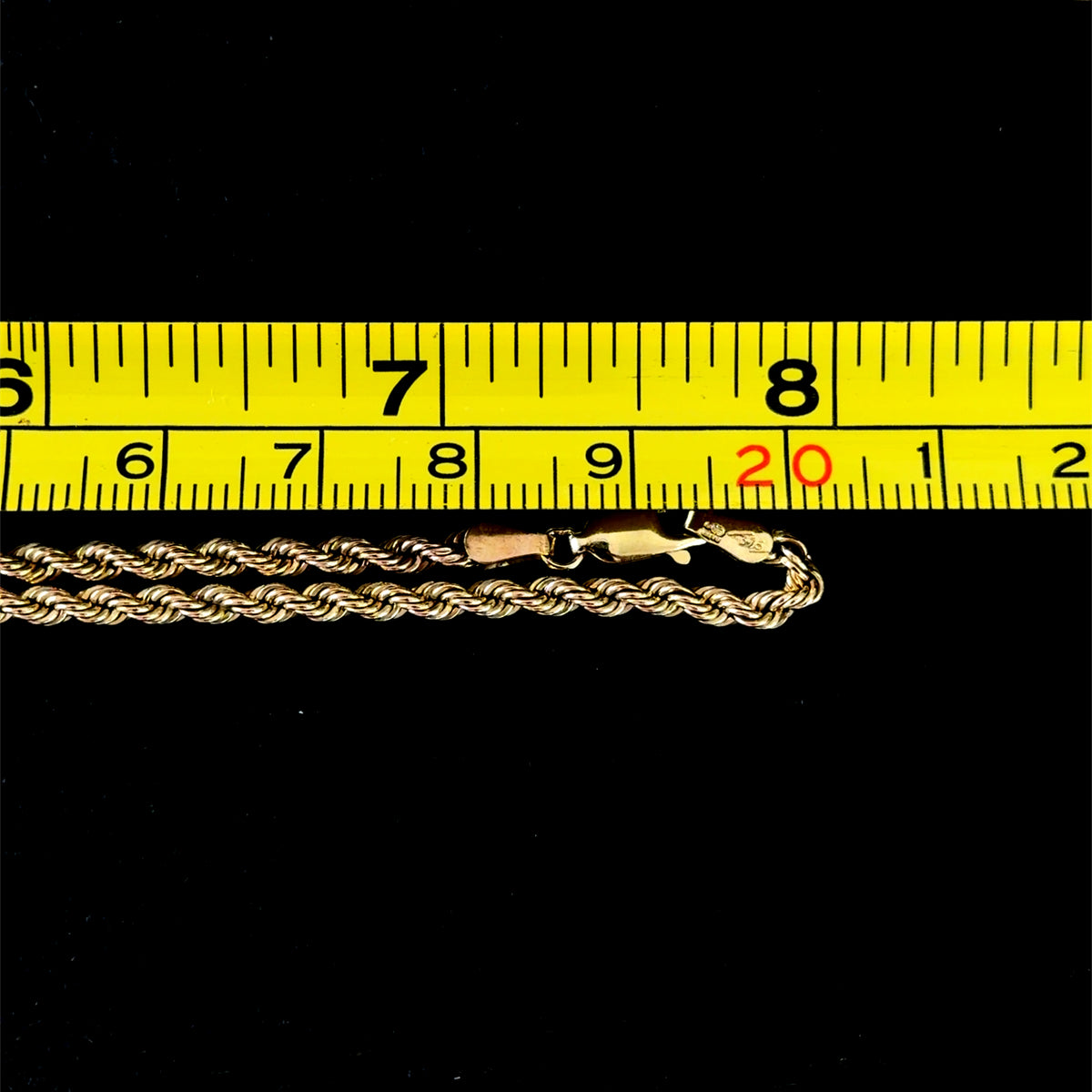 9k YG Rope Chain 16 Inches Long