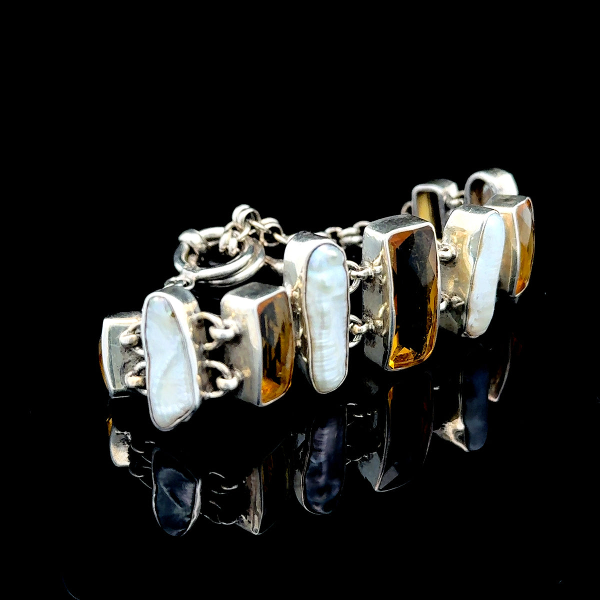 Silver Baroque Pearl & Citrine Bracelet