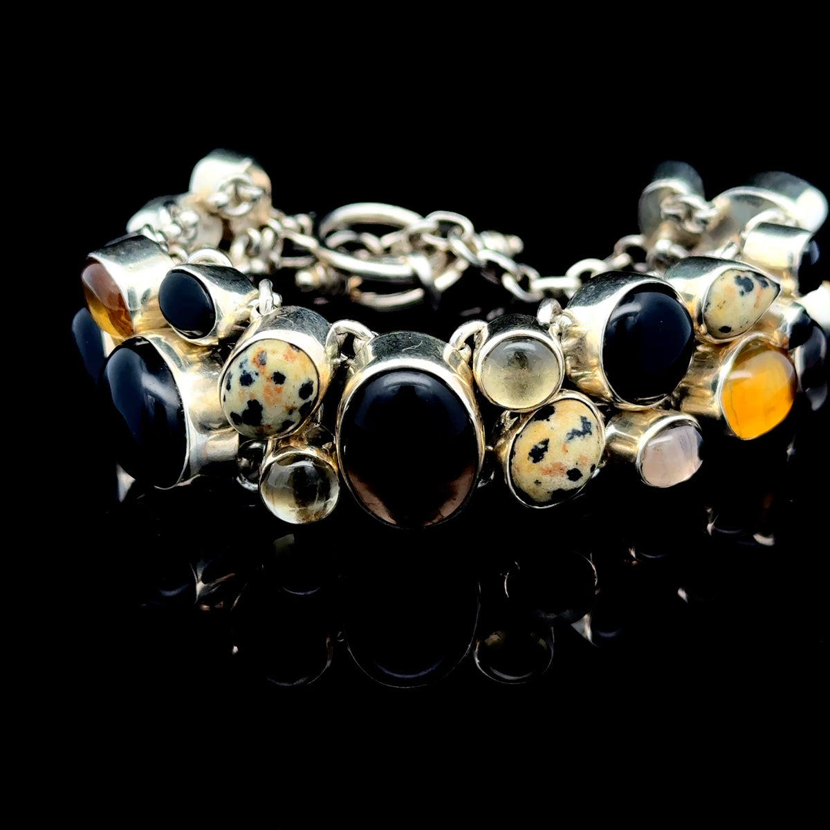 Silver Jasper Citrine & Quartz Bracelet