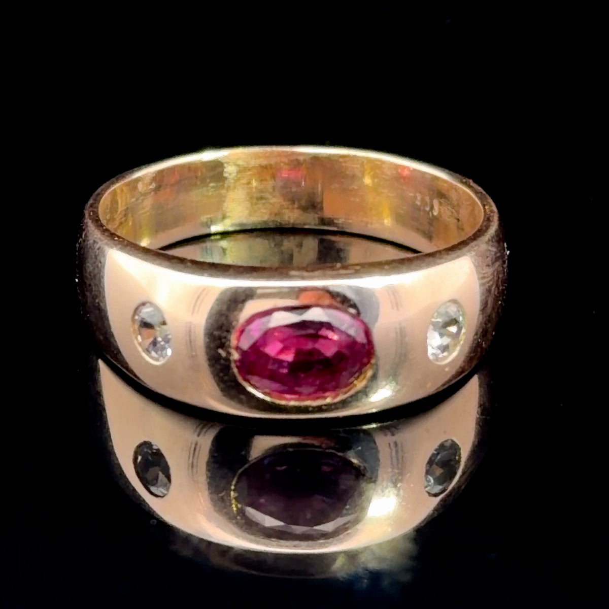 A 9k Yellow Gold Flush Set Ruby & Diamond Ring The Ruby Of 1.15Cts & Diamonds Appx 0.3 Cts With Certificate