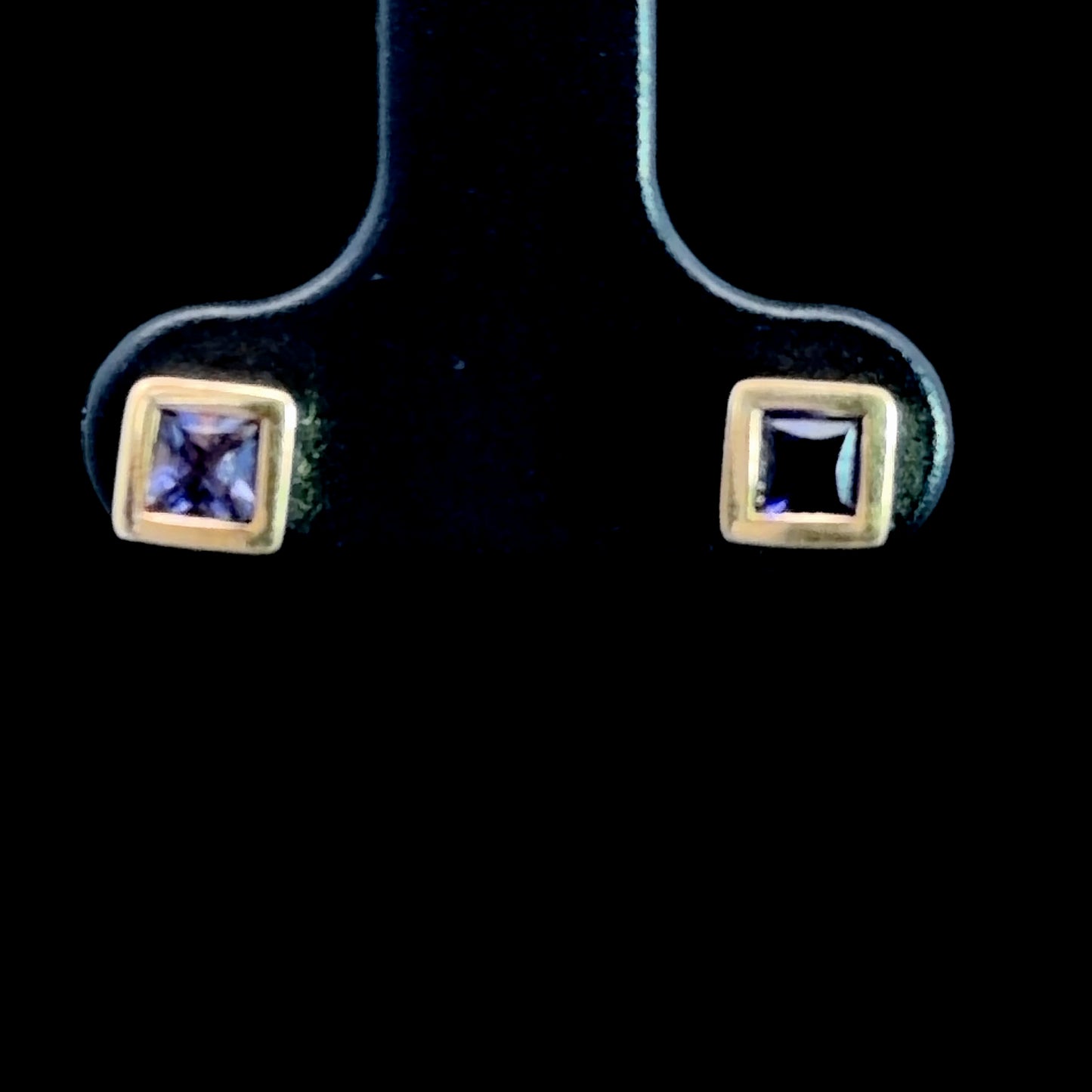 Sweet Little 9k Yellow Gold Square Amethyst Stud Earrings